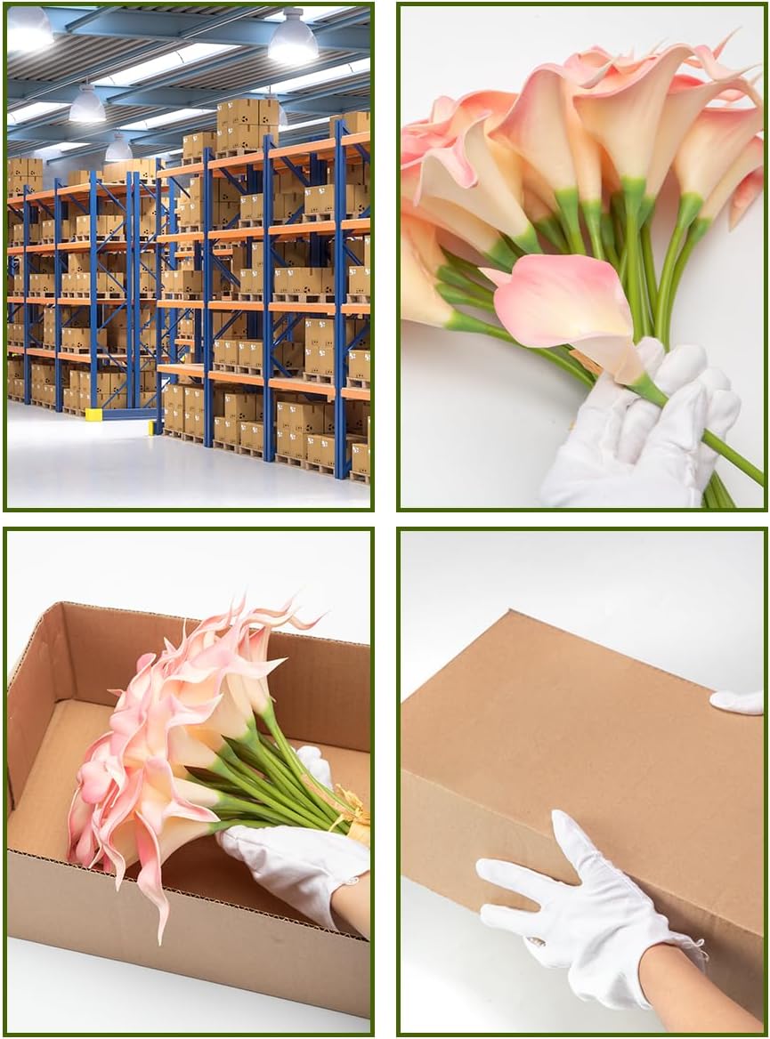 Floral Kingdom 20 Pack 14" Calla Lily Artificial Flowers – Real Touch Blush Pink Latex Faux Flowers for Home Decor, Table Centerpieces, Living Room and Weddings - Image 9