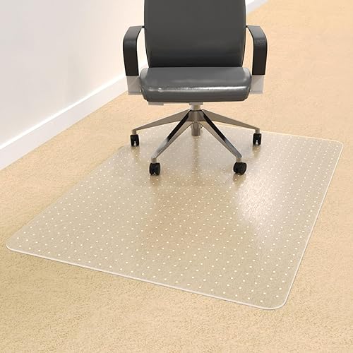 Tapete de pelo mediano para silla, rectangular de 47 x 29 pulgadas, protector de suelos alfombrados, antiabolladuras, diseño resistente a las
