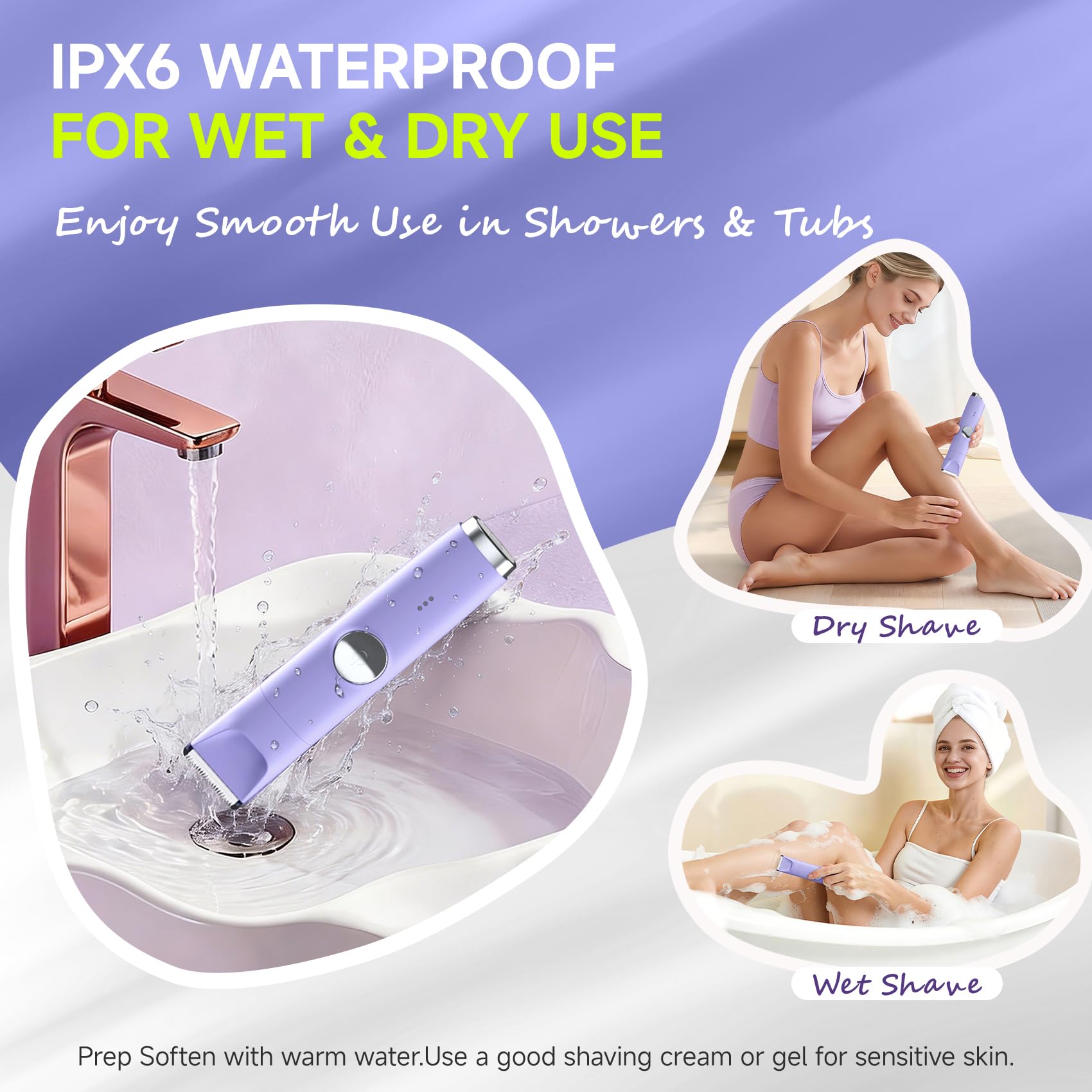 3-in-1 Electric Shaver for Women with Ceramic Blade, Wet/Dry Use