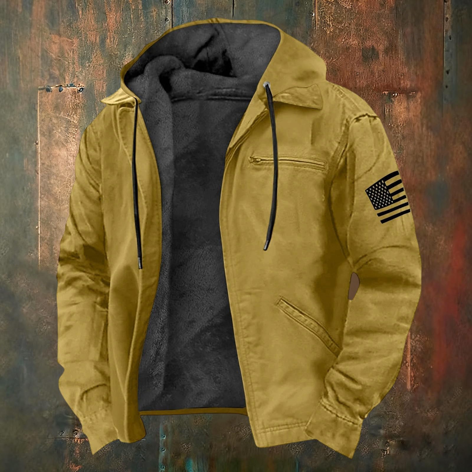 Chaqueta de invierno para hombre, cálida, de entretiempo con cremallera, forro polar, térmica, cortavientos, tallas grandes