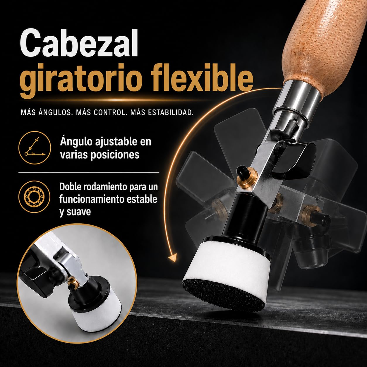 Kit de Lijadora de Cuenco de Mano, Herramientas de Lijado para Torno de Madera con Mango Largo y Cabezal Orientable, 25/51 mm Almohadillas, 50 Discos de Lijado de Grano 60-320, para Cuencos y Platos