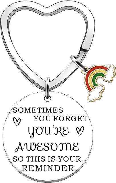 FMCC Inspirational Keyring Gifts for Women Rainbow Birthday Gifts for Women Best Friend Sometimes You Forget Youre Awesome So This is Your Reminder