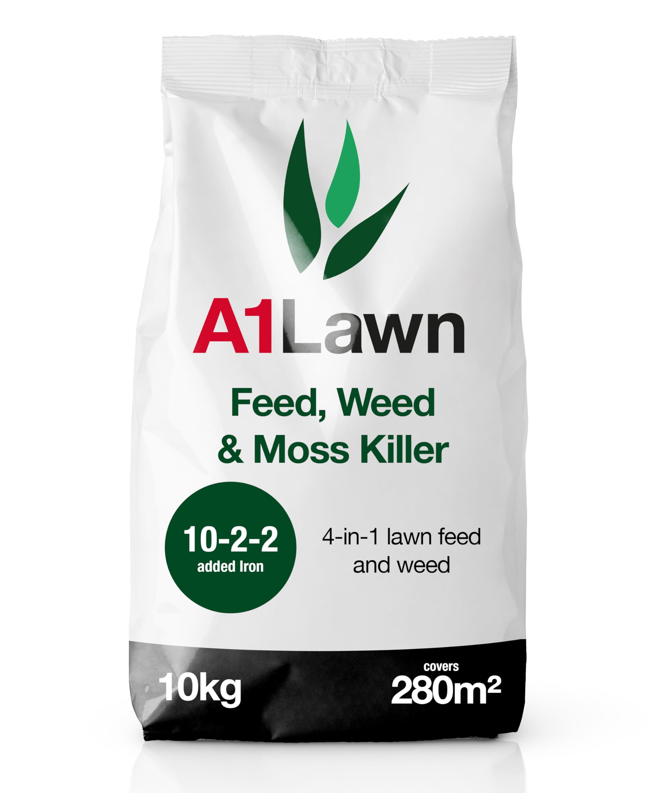 A1 Lawn, Double Strength Feed, Weed & Moss Killer - 4-in-1 Lawn Treatment, High Iron, DEFRA Certified, 10kg