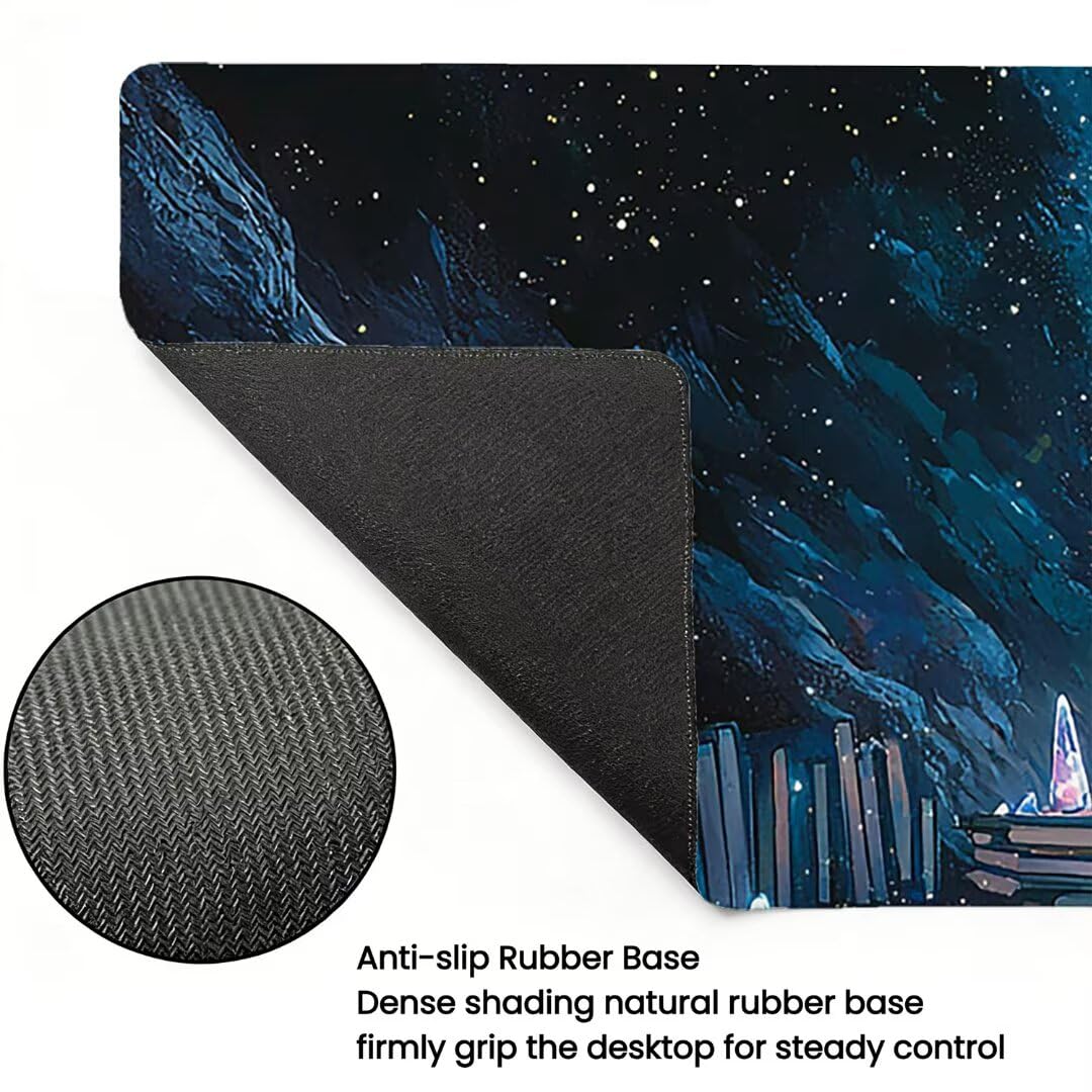 Podkładka pod mysz do gier XXL - 1400 x 600 x 3 mm - krajobraz duża antypoślizgowa podkładka pod klawiaturę biurową ze zszytymi krawędziami, niebieska duża podkładka pod mysz do gier do biura i domu