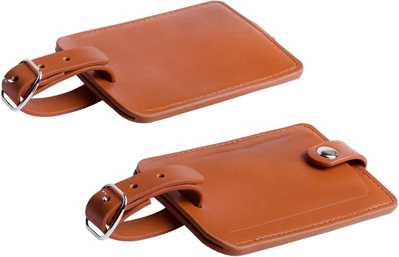 Luggage Bag Tags Leather Travel ID Labels Suitcase Name Tags with Snap