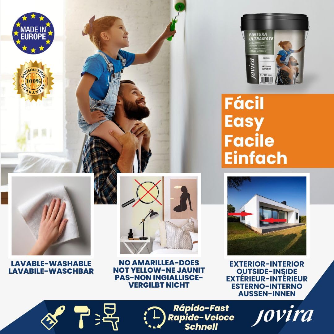JOVIRA PINTURAS Peinture Ultramate Extérieur/Intérieur Lavable Blanc 750ml