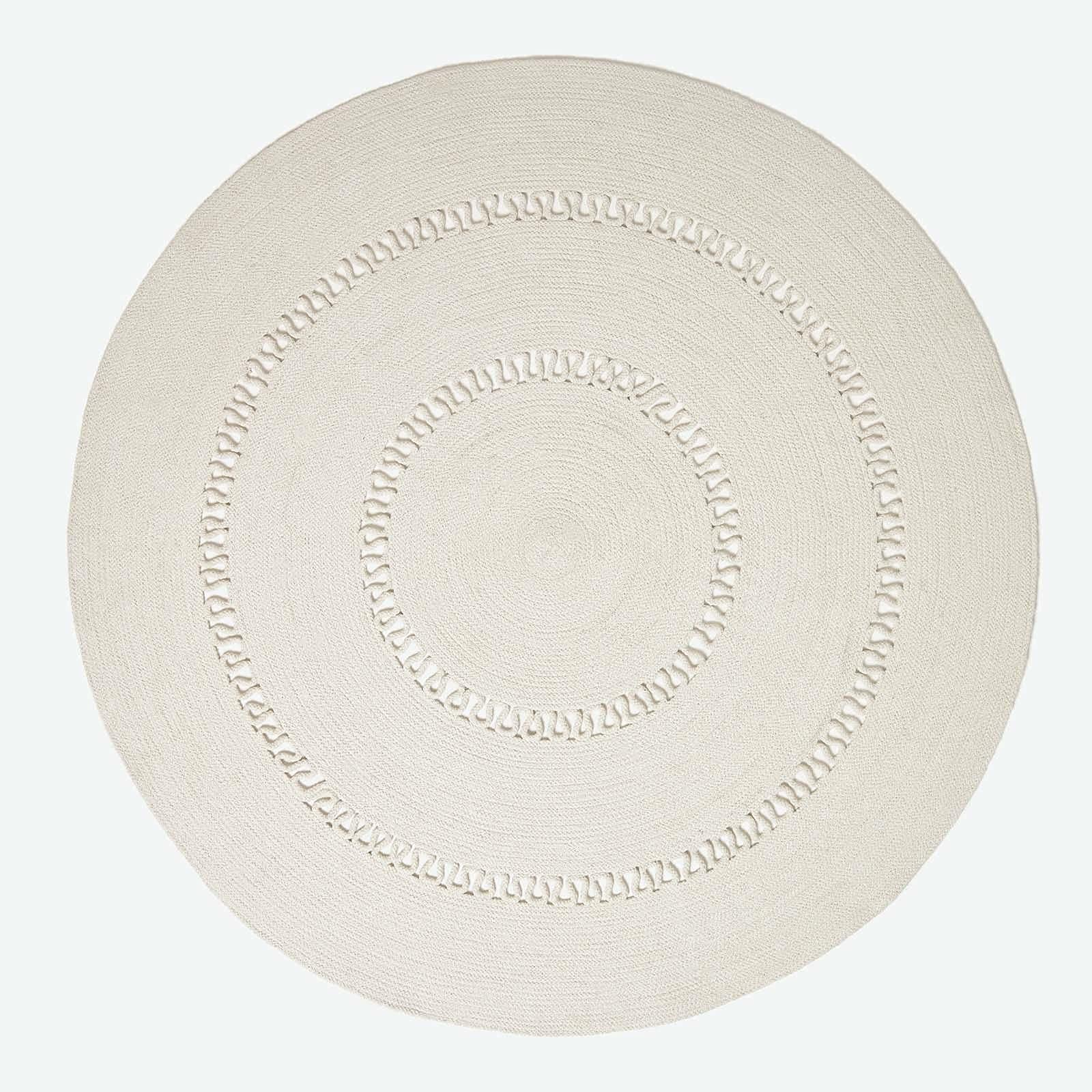 Homescapes Natural Crochet Rug Handwoven Cotton Braided Mat Reversible 150 Cm Round Rug For Living Room & Bedroom