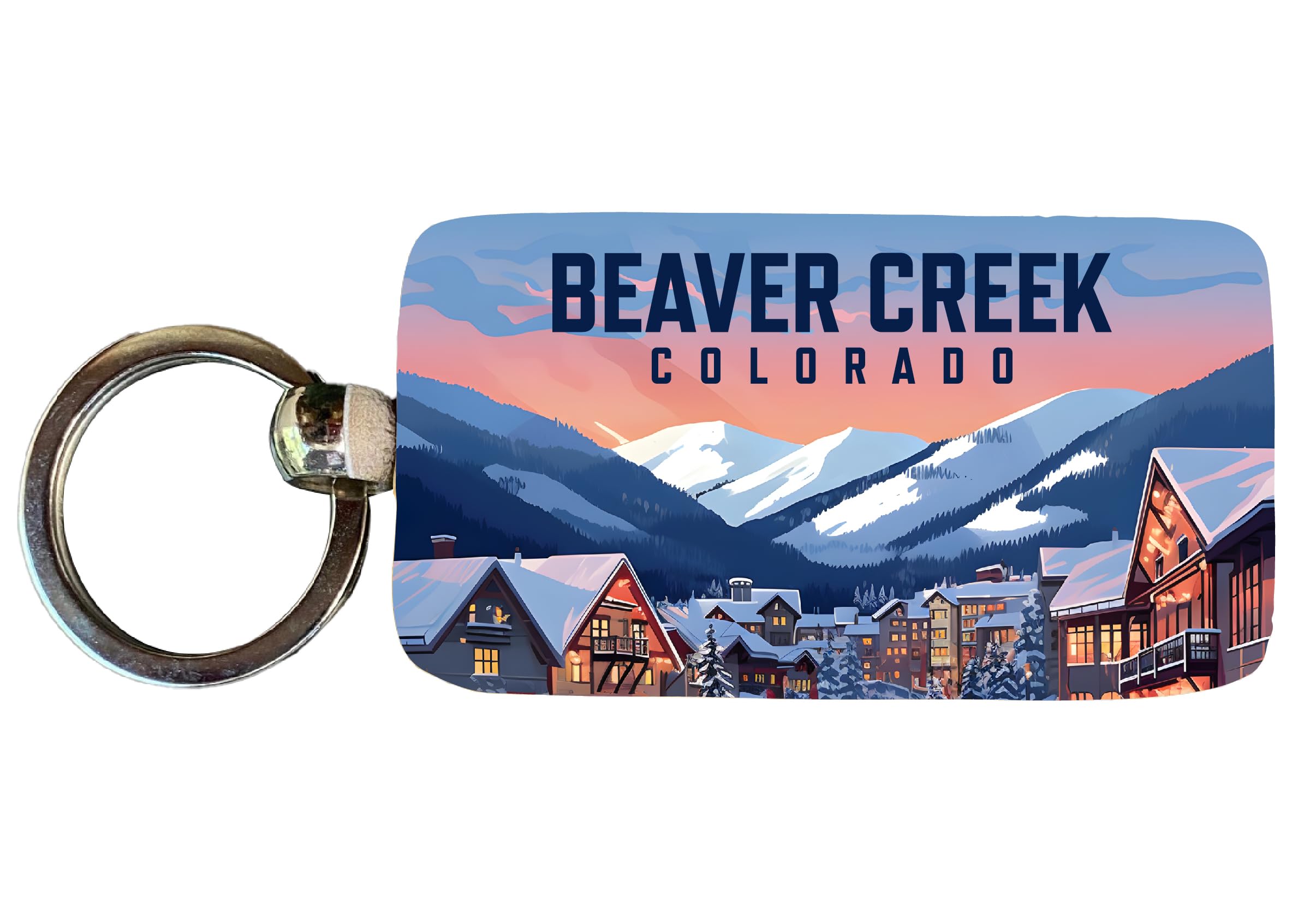 R and R Imports Beaver Creek Colorado Design C Parent row Souvenir 2.5x1-Inch Souvenir Wooden Keychain