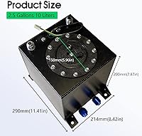Vista 6 de Tanque Universal de 2.5 Galones 10L para Celda de Combustible con Tapa y Emisor de Nivel, Aluminio Pulido Negro