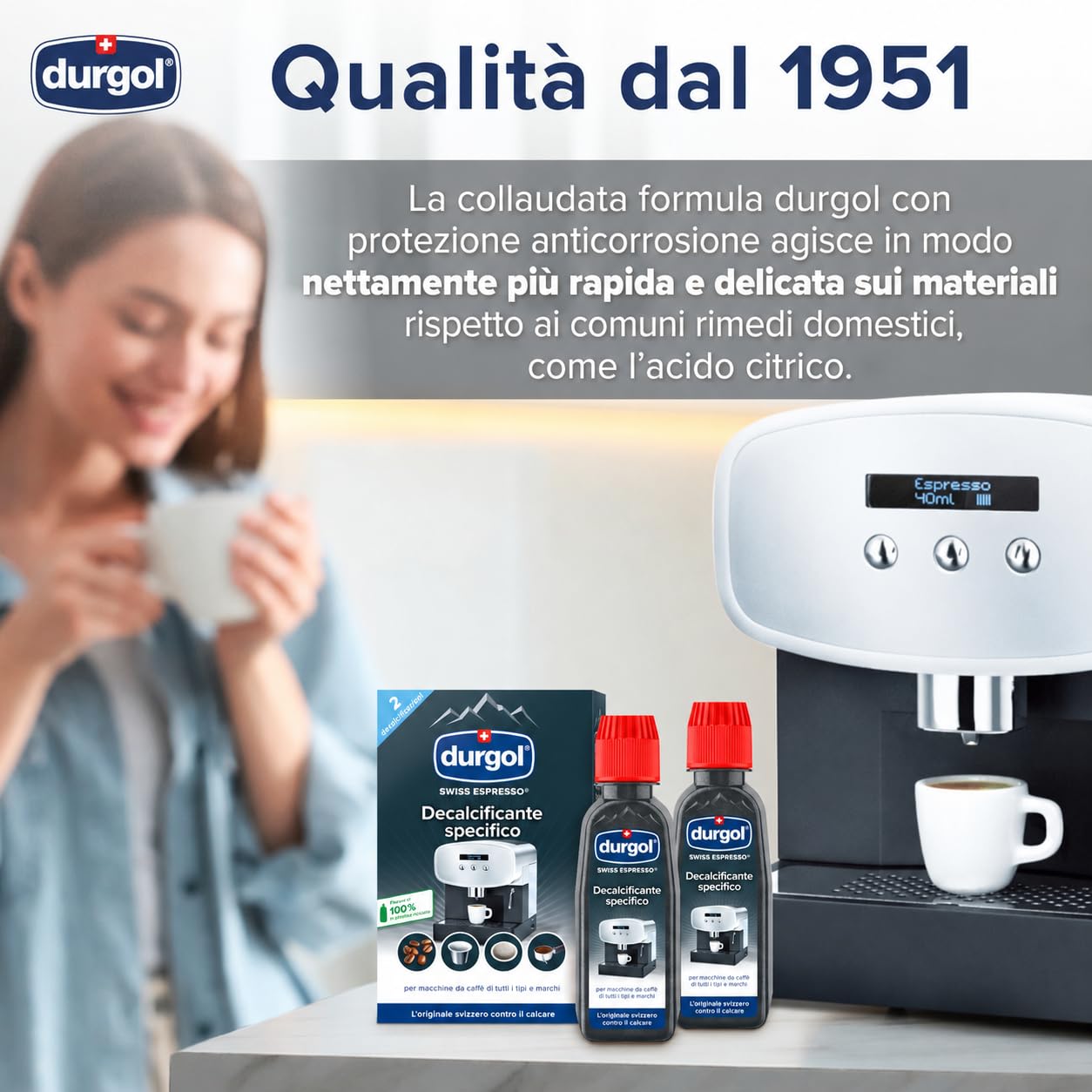 durgol swiss espresso - Decalcificante Professionale - Per tutte le marche di caffettiere - Pulizia facile: senza attesa e senza residui! - 2 flaconi da 125 ml