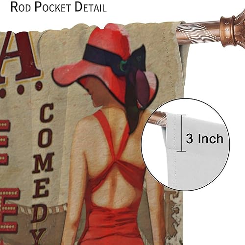 Miniatura 5 de Cortinas retro de cine de los años 80, póster, vestido rojo, película de cámara de cine de los años 90, tratamiento de ventana para cine en casa,