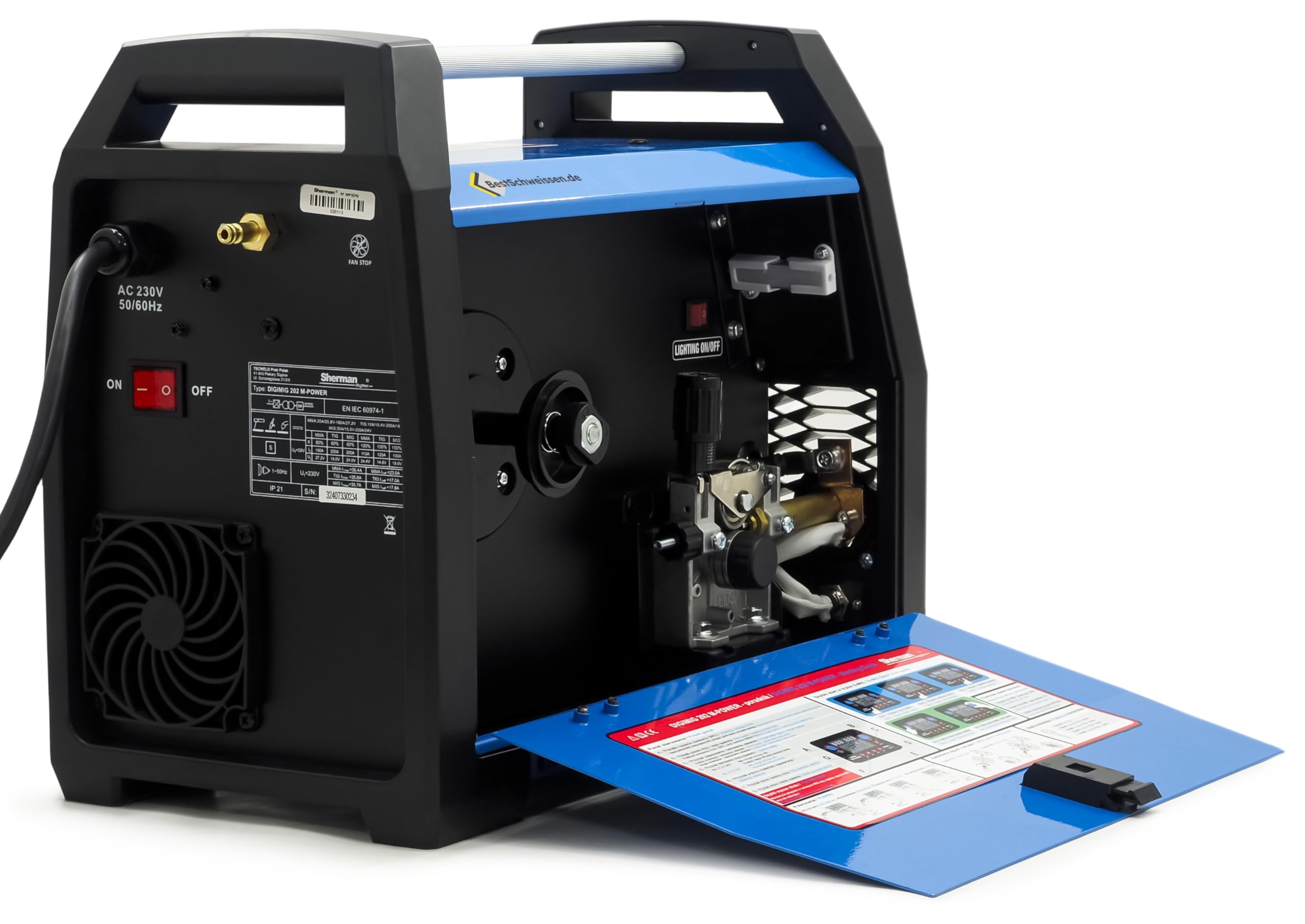 Sherman DIGIMIG 202 M-Power - Soldadora sinérgica MIG/MAG con 200 A para soldadura segura y precisa: Inverter técnica para acero, aluminio y más Bestschweissen.de