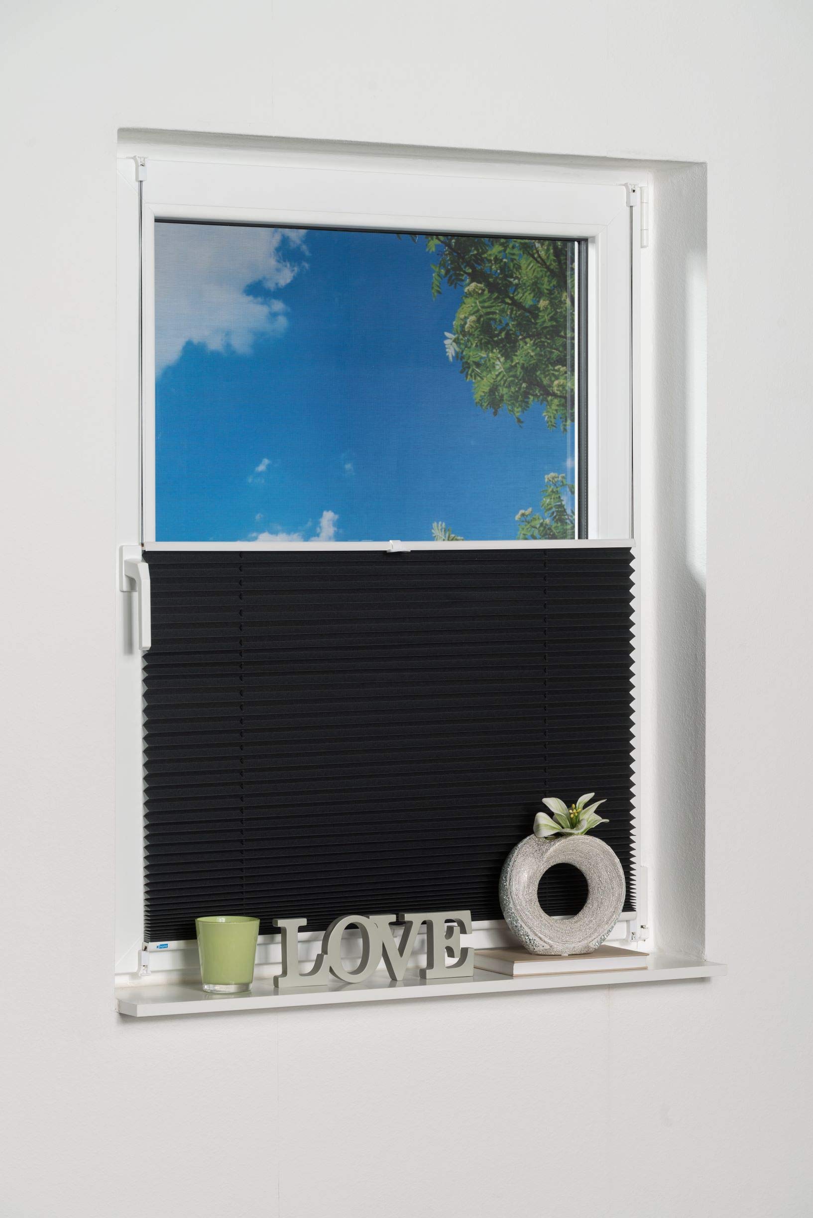 Khome Klemmfix-Plissee Anthrazit B25 x H130 cm (B x L) Lichtschutz Moderne Crushed Optik – Bild 2