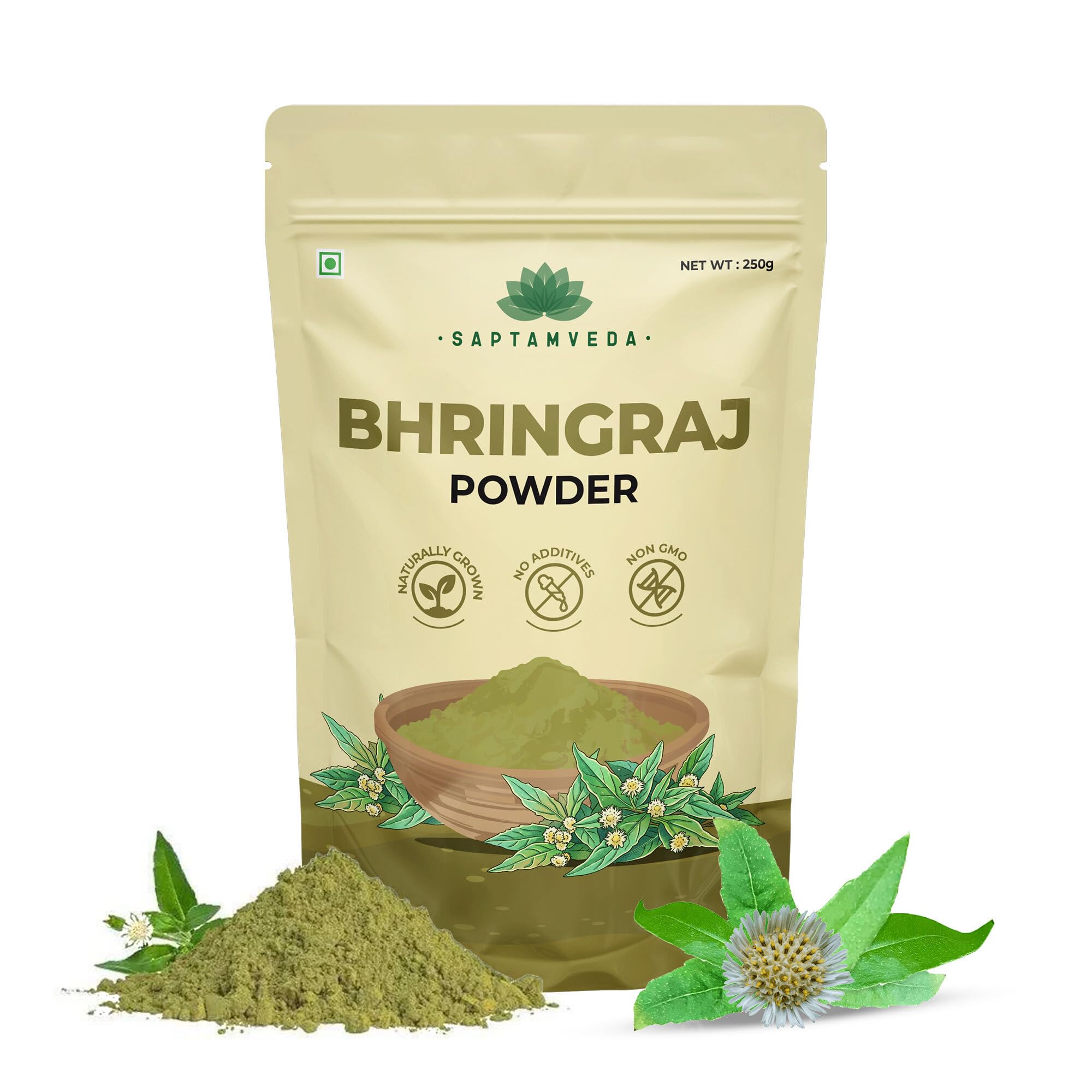 SAPTAMVEDA Bhringraj Powder 250gm | 100% Pure & Natural Bhringraj Leave | Herbal Powder for Hair Care & Scalp Care | No Added Preservatives-image-24