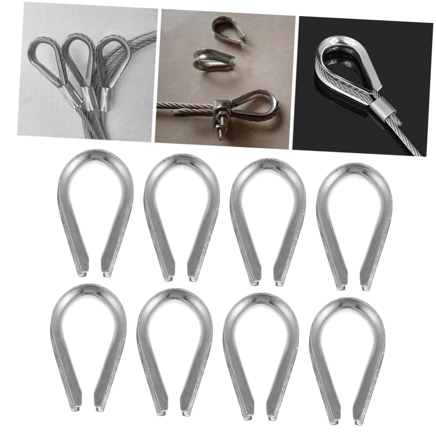 SOLUSTRE Cable Loop Ring 24 Pcs Stainless Steel Wire Rope Thimbles Cable Fasteners Thimble for Dog Leashes Marine and Industrial Use