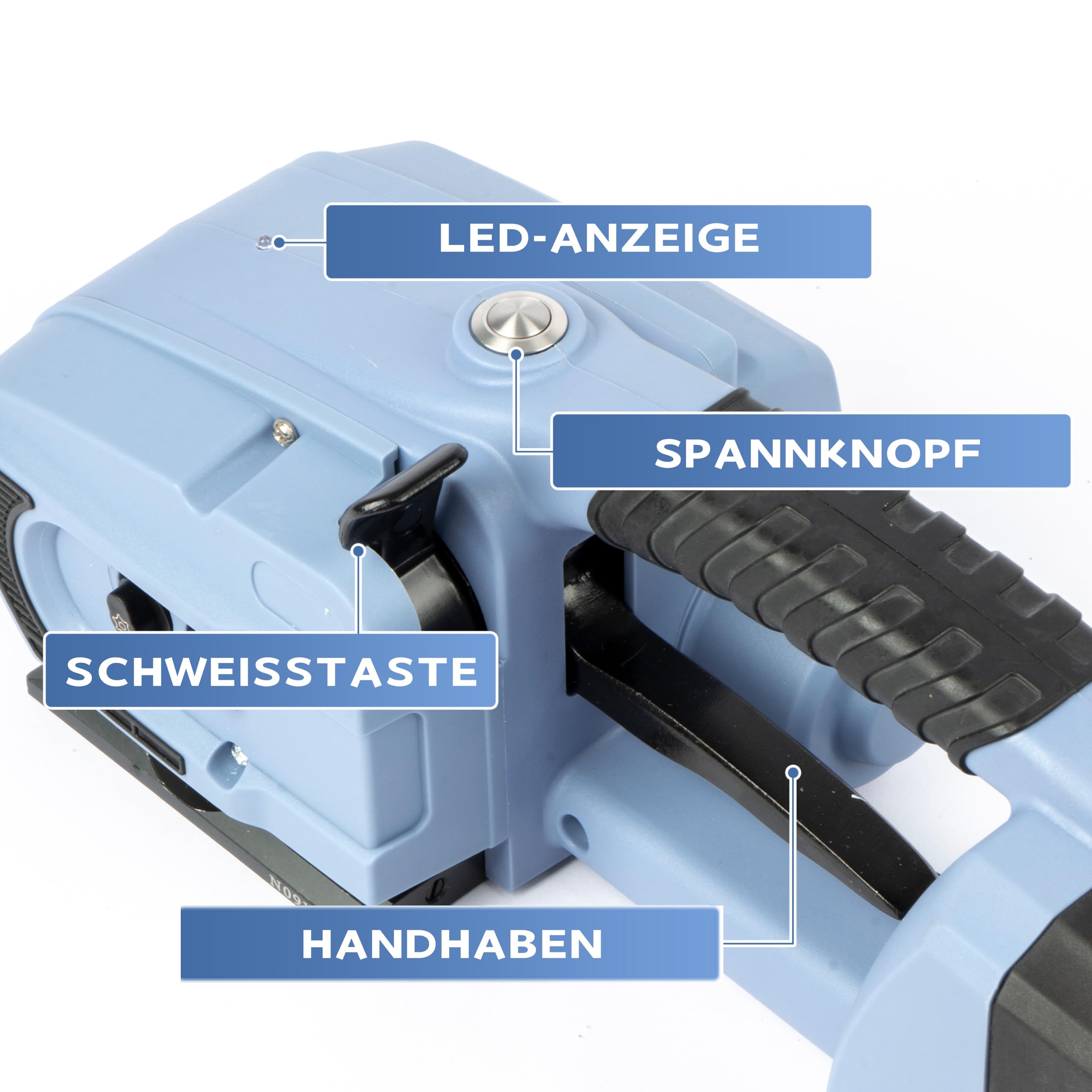 U.S. Solid Elektrische Umreifungsgerät mit 2x4000mAh Akku, für 13-16 mm PP/PET-Bänder, Vollautomatisch Umreifungsmaschine für Kartonpaletten