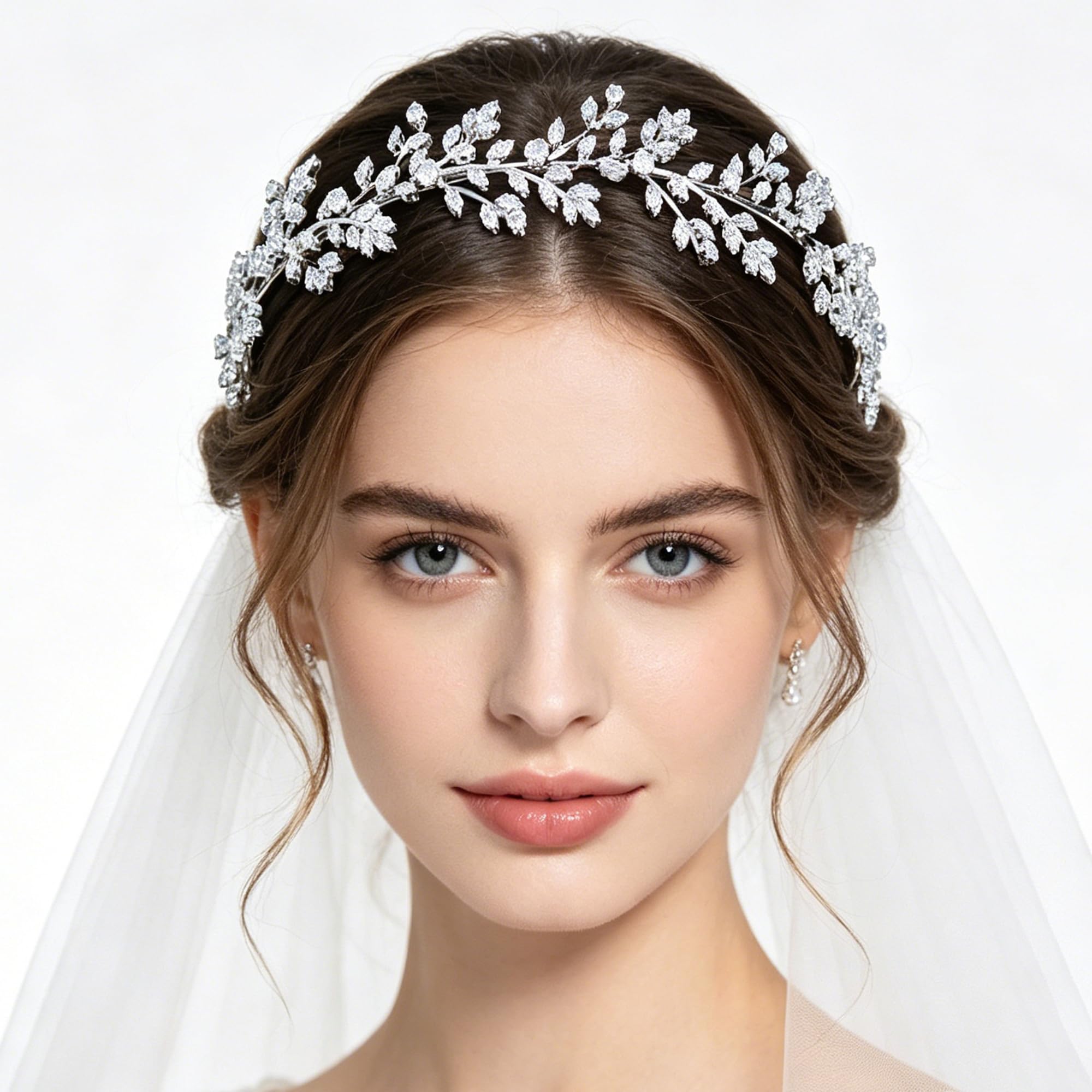 Jorsnovs Diadema de circonita cúbica brillante, tiaras de boda, novia, diadema de circonita cúbica dulce de 16 princesas, tocados de concurso, joyería para el cabello, regalo para mujeres