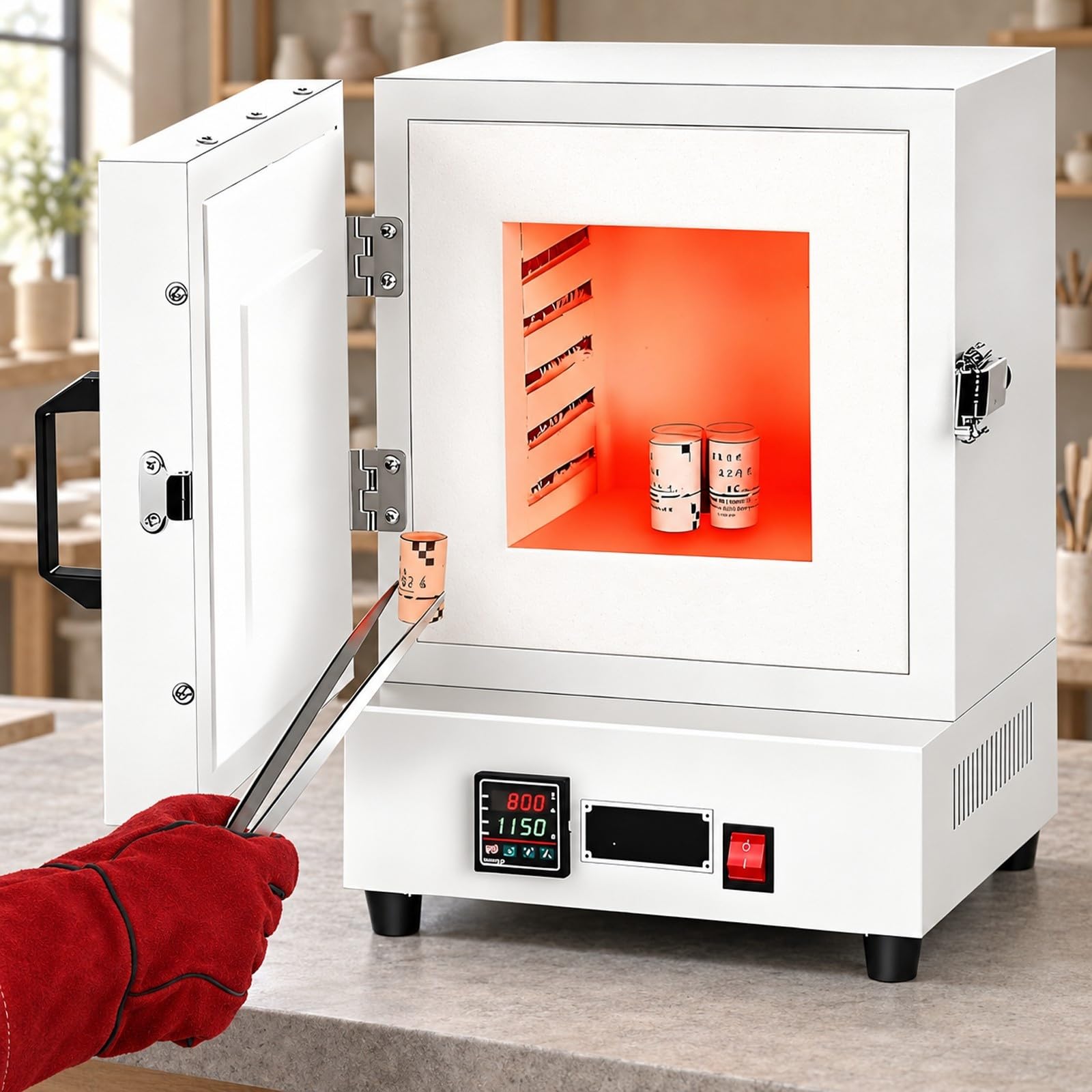 Horno De Mufla De Laboratorio 1150 ℃ 2000 W, Horno Digital De Fibra Cerámica Para Procesos De Incineración, Tratamiento Térmico Y Desparafinado De Moldes De Yeso Para Joyería.