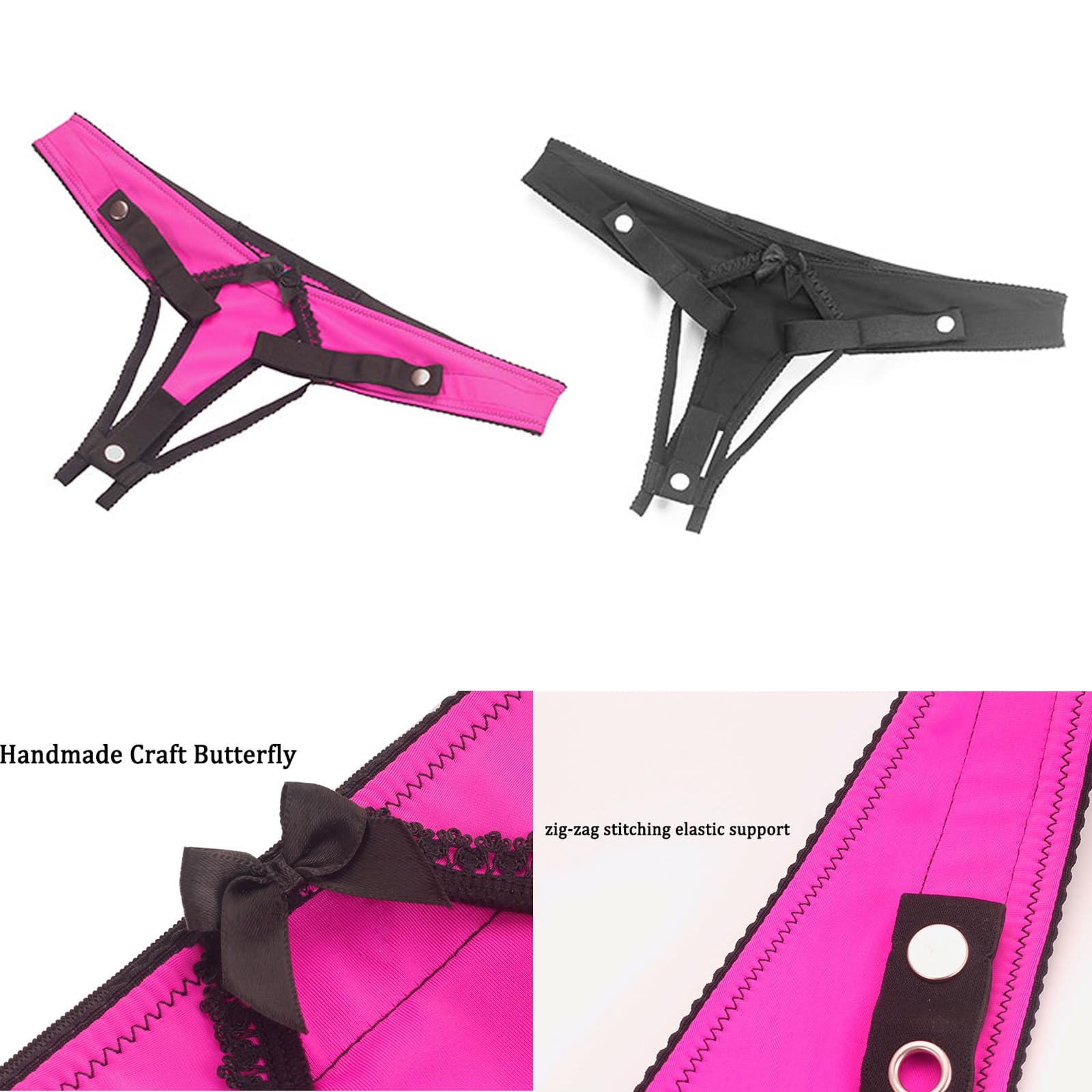 Cage de chasteté auxiliaire pour hommes, Sissy Chastity Panties à utiliser avec le clip pénis Cock Cage et l'anneau pénis, ceinture de chasteté SM jouets sexuels pour hommes (Pink+Lock,L)