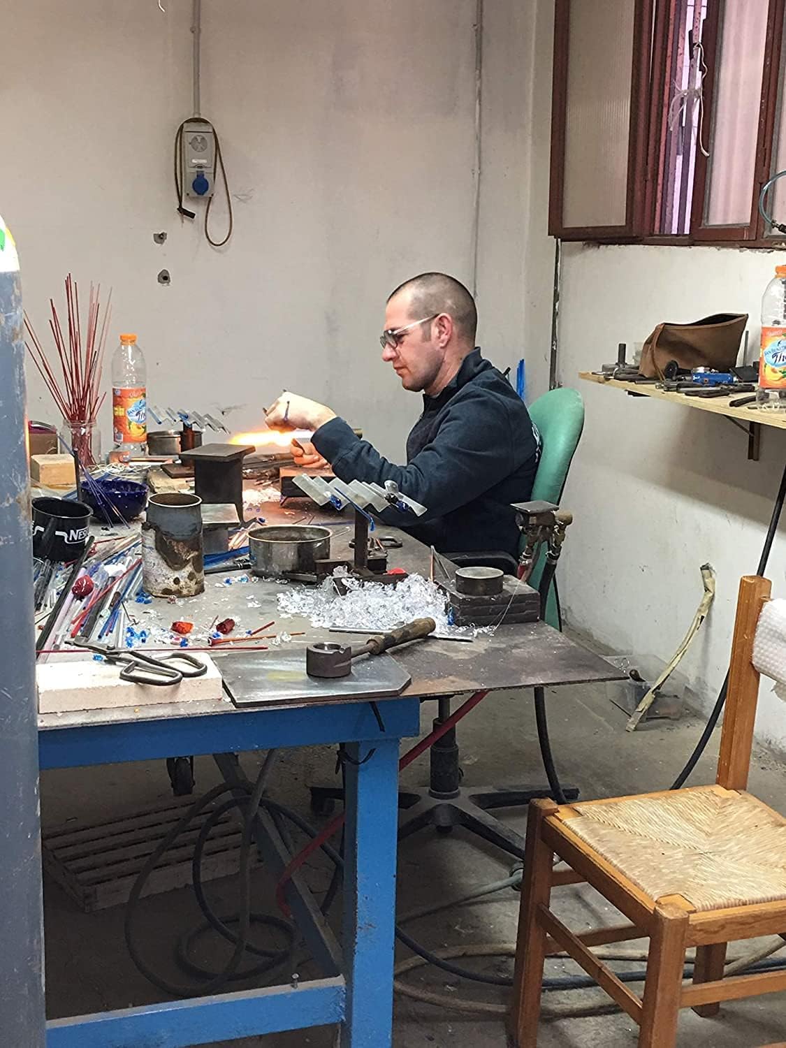 Set of 10 Authentic Murano Glass Cherries, Lifelike Fruit Sculpture, Glass Art Handmade in Italy, Red, FVC