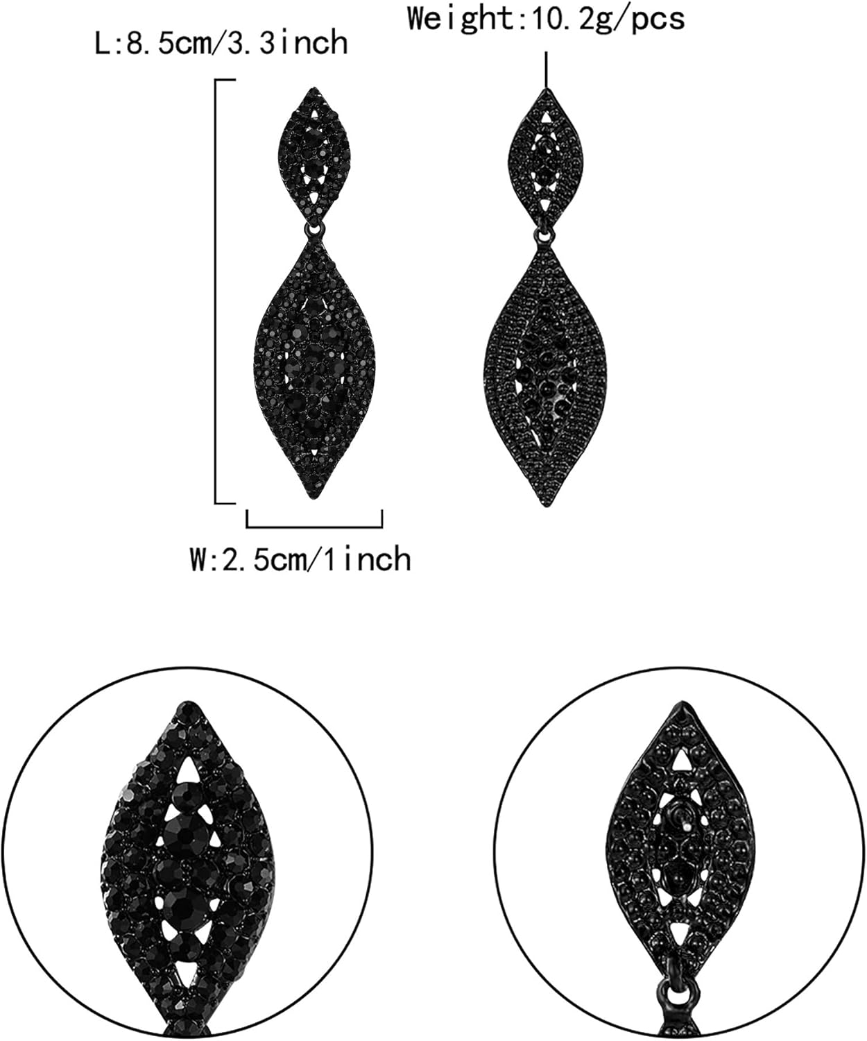 Flyonce Women's Rhinestone Crystal Wedding Bridal 2 Leaf Drop Dangle Chandelier Earrings - Image 6