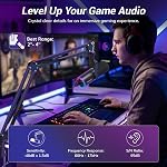 TONOR Microphone de jeu dynamique, XLR/USB Mic pour Streaming, AI Annulation du bruit, contrôlable RGB, Mignon rapide, 3.5mm Jack casque, contrôle de volume, Microfono avec bras de boom, noir, TD510 AIR S H+