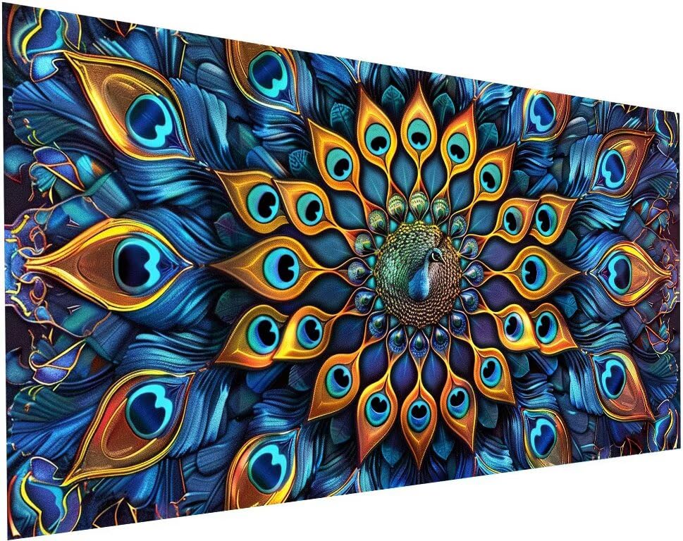 Diamond Painting Adulte XXL Abstrait 70x140 cm Peinture Diamant Paon 5D Kit Complet S-610