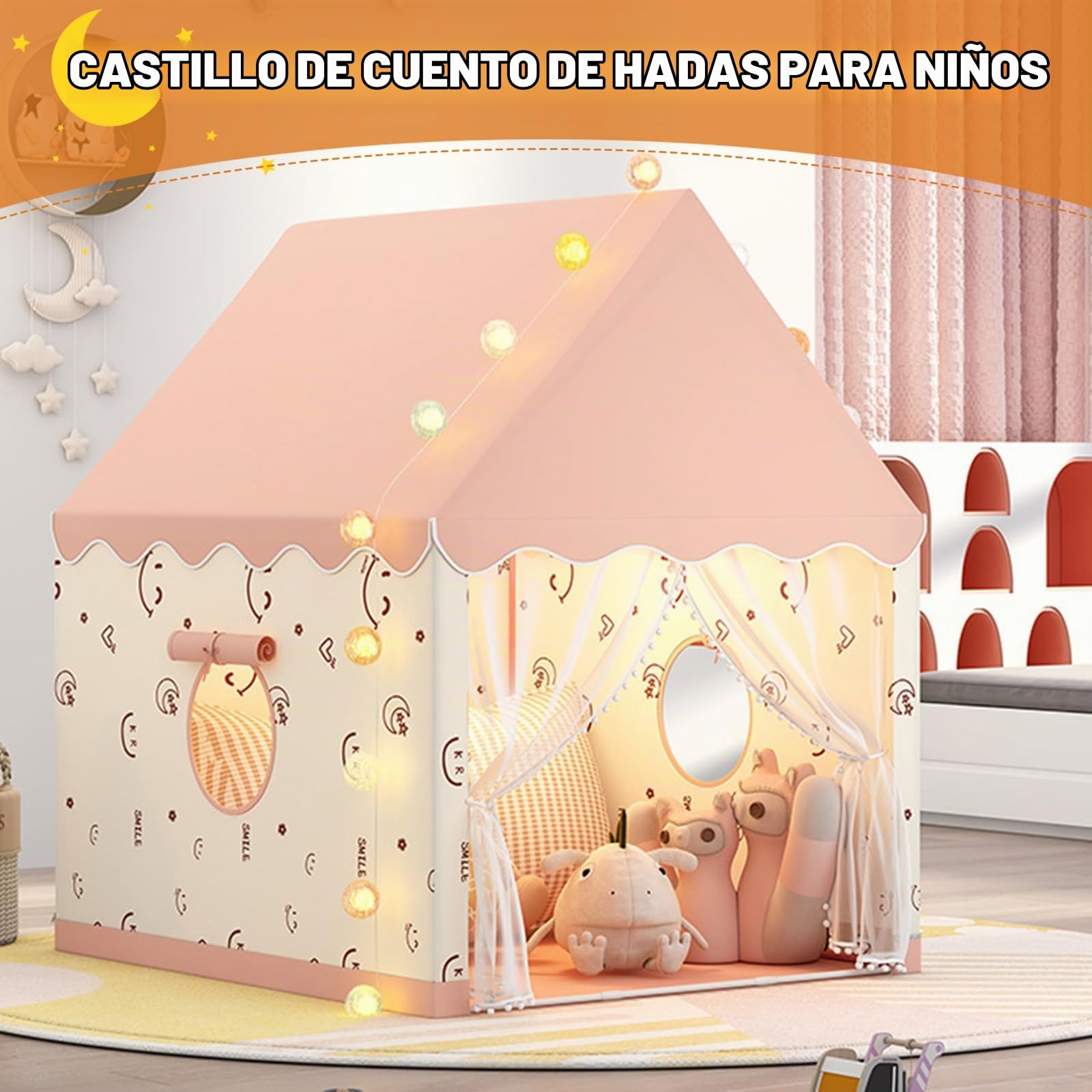 Ergocar Carpa Infantil Interior Exterior Game House Castle con Mat Ball Light Cloud Butterfly Adecuado para Niños Pequeños Niños y Niñas