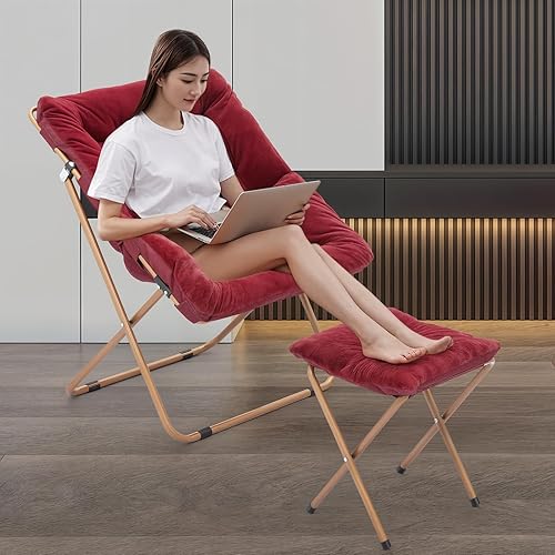 Miniatura 45 de MoNiBloom Silla cuadrada plegable de piel sintética para dormitorio, sala de estar, dormitorio, marco de metal plegable, de gran tamaño, cómoda,