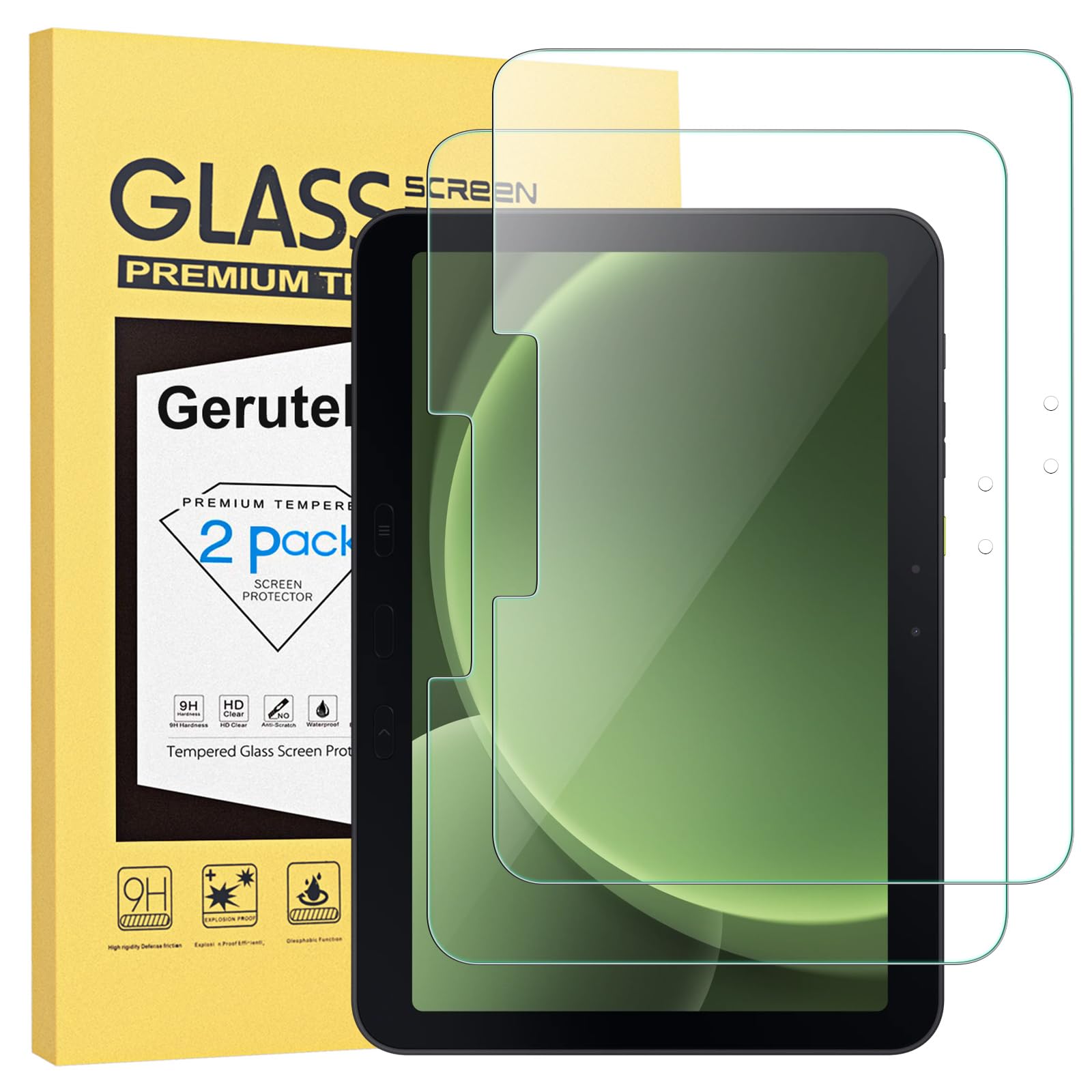 Gerutek 2 Stück Panzer Schutz Glas für Samsung Galaxy Tab Active 5Pro 2025/Active 4Pro/Active Pro 10,1 Zoll, 9H Härte Anti-Kratze Schutzfolie, HD-Klar Anti-Bläschen Displayfolie für Tab Active 5 Pro