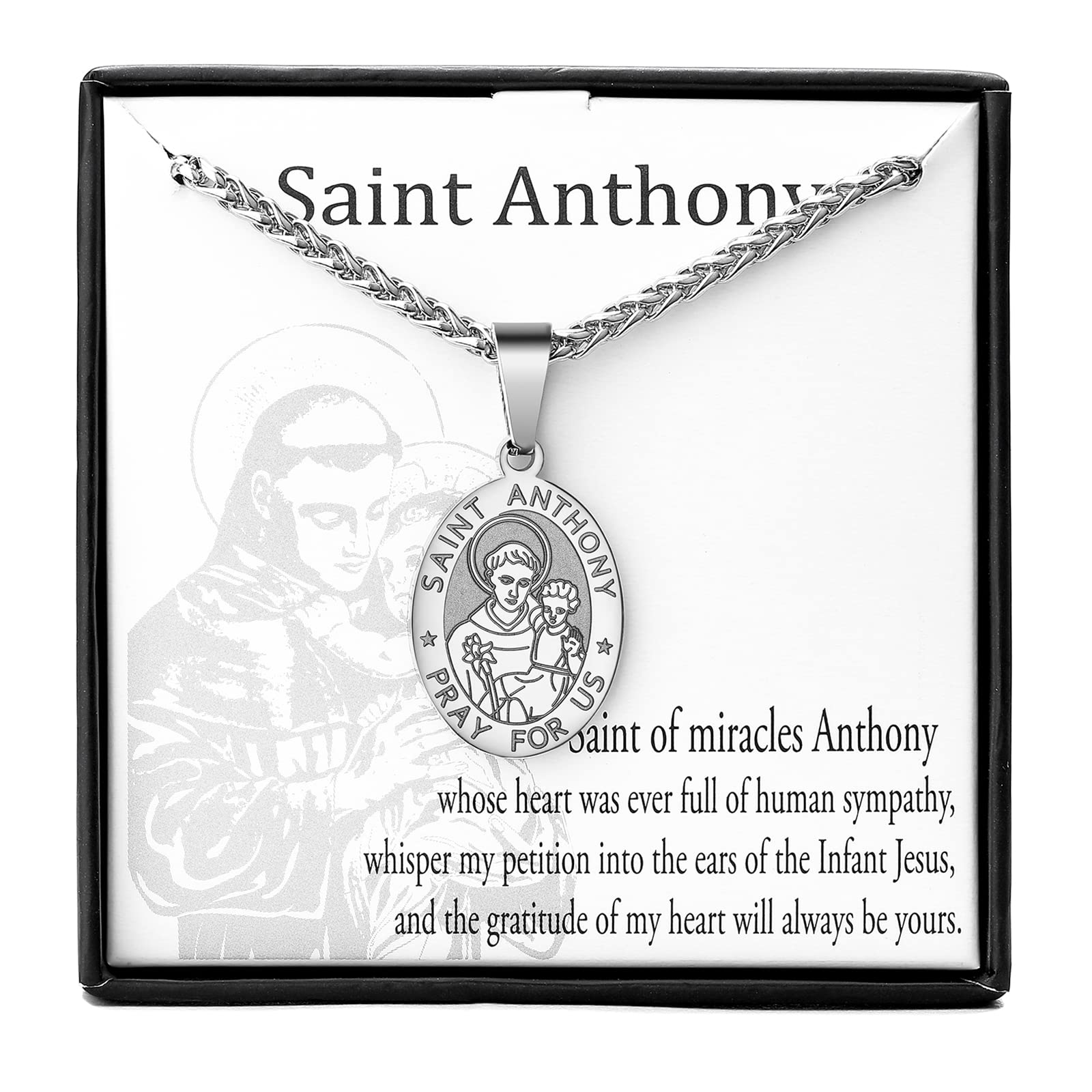 ZocomiSaint Christopher/Joseph/Anthony/Jude/Michael Necklace Medal for Men BoysSt Christopher Pendant Medallion with Chain 24 Inches