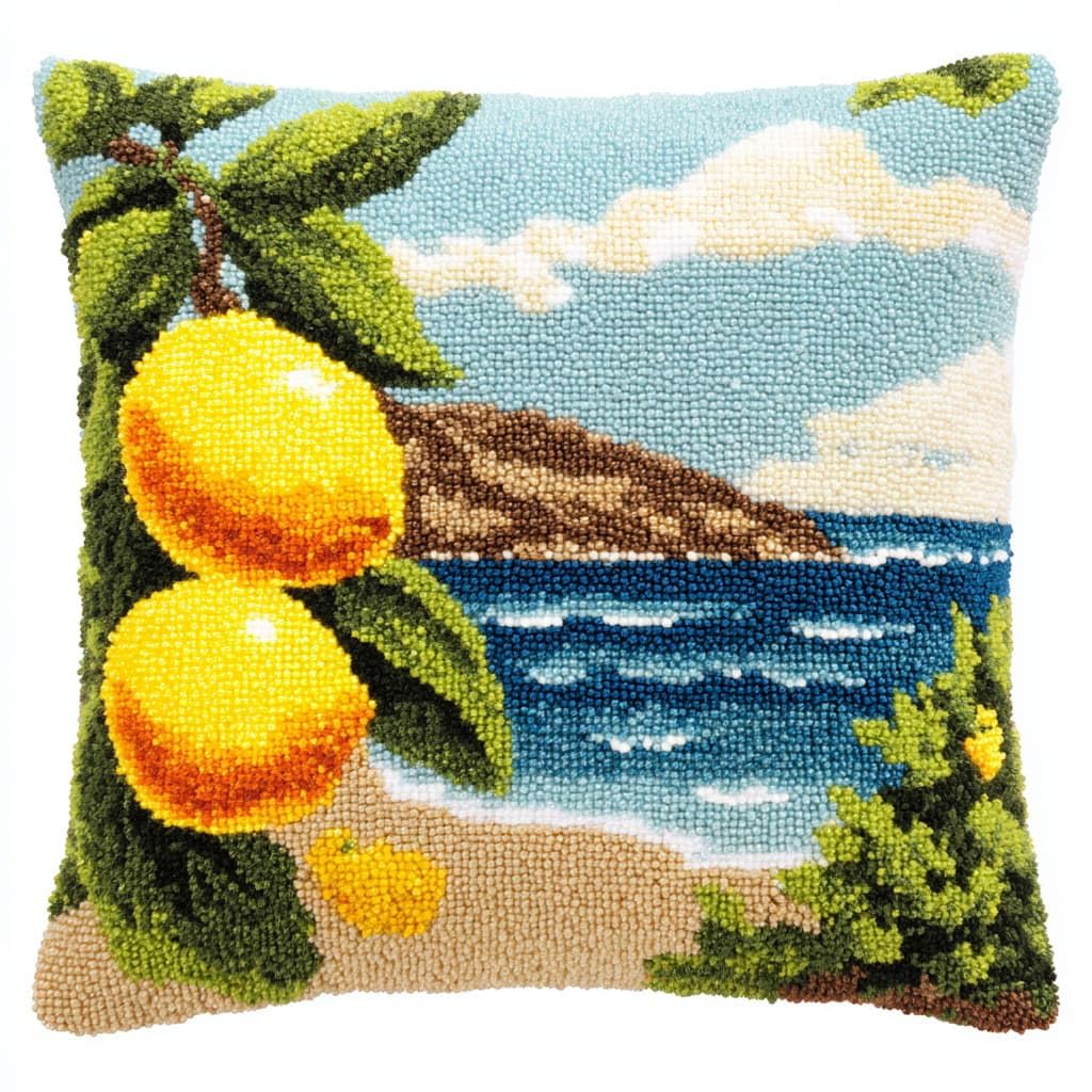 Wallustrioaw Latch Hook Cushions-F Latch Hook Cushion Kits,Ocean And Lemon