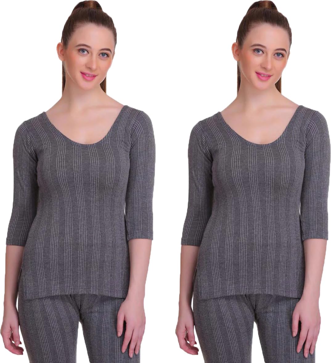 mahi fashion Women's Thermal Top, 3/4 Sleeves, Black, Winter Wear, Pack of 2-picture-24
