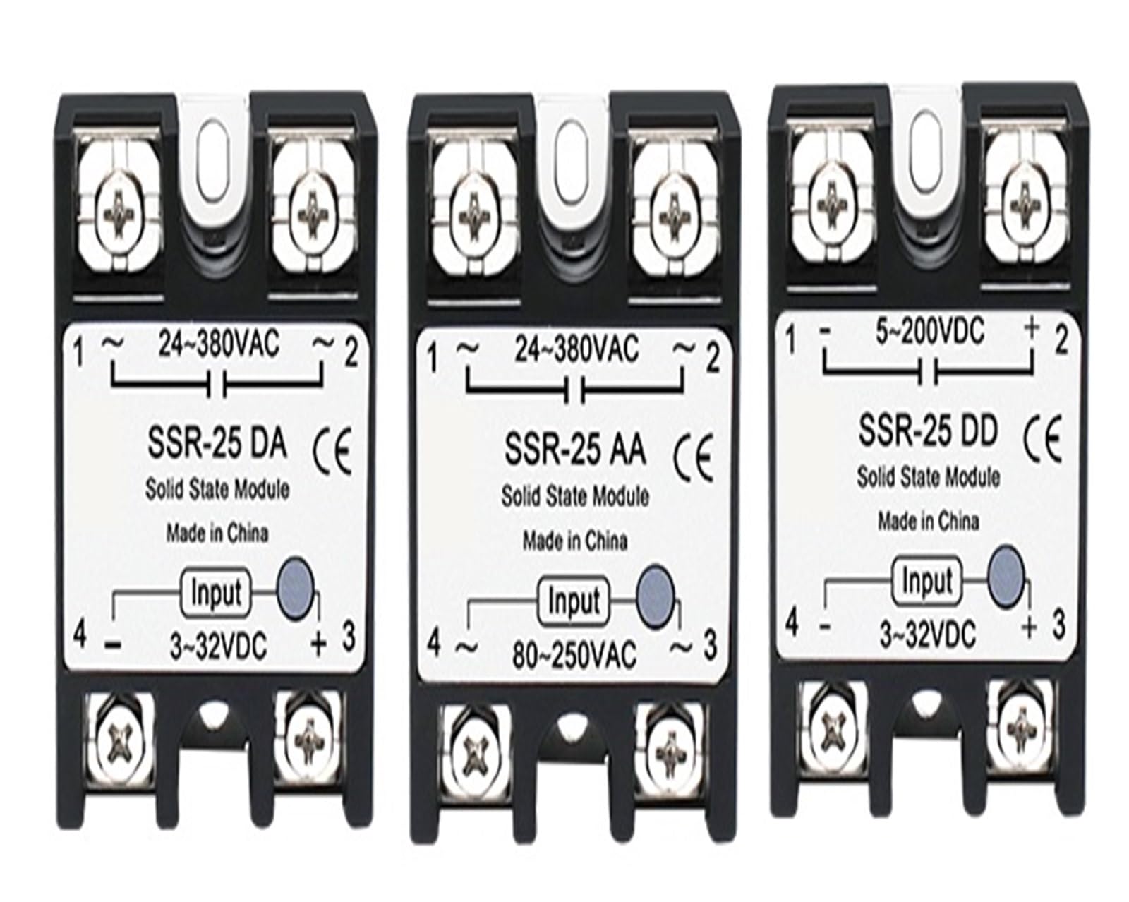 10 relés de estado sólido SSR 10 A 25 A 40 A 50 A 60 A 80 A 100 A relé de control monofásico CC a CA (CA CA, 10 unidades SSR 25 A)