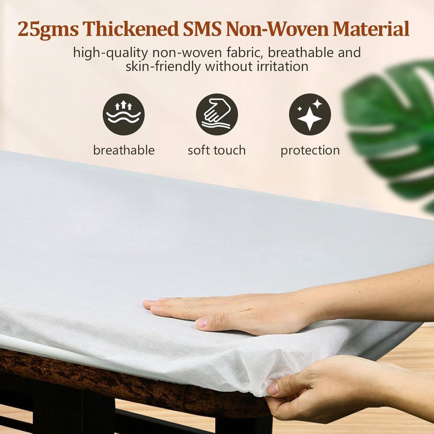 50PCS Sabanas Desechables Camilla Masaje, Funda Tensada Desechable Impermeable de 90 x 215 cm para Camilla de Masaje; Sábanas Desechables para Spa y Salón de Belleza (WHITE2)