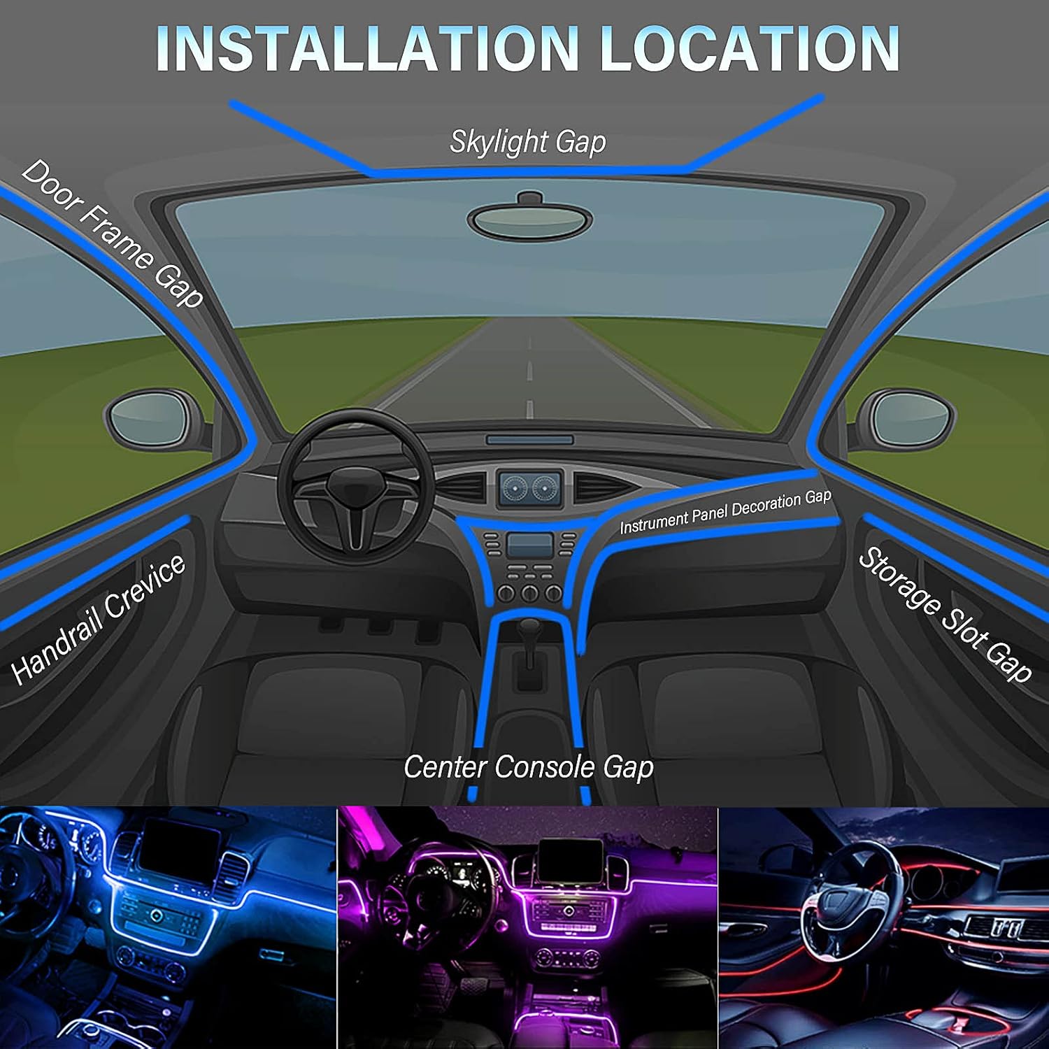 Car LED Interior Strip Lights, LIGHEID Multicolor RGB Ambient Lighting Kits, 16 Million Colors 5 in 1 with 236 inches Fiber Optic, Sound Active Function and Wireless Bluetooth APP Control 7 71gwO4Hco2S. AC SL1500