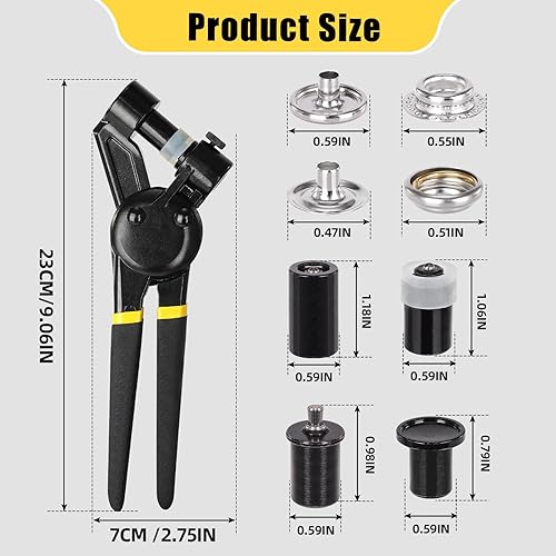 Miniatura 3 de Titoe Kit de broches de lona resistente, herramienta de cierre a presión ajustable, incluye 30 juegos de broches de 0.591 in para cubierta de barco,
