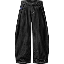 Aelfric Eden Pinstripe Baggy Barrel Jeans Pleated Wide Leg Denim Pants Men Women Loose Fit Streetwear Vintage Trousers