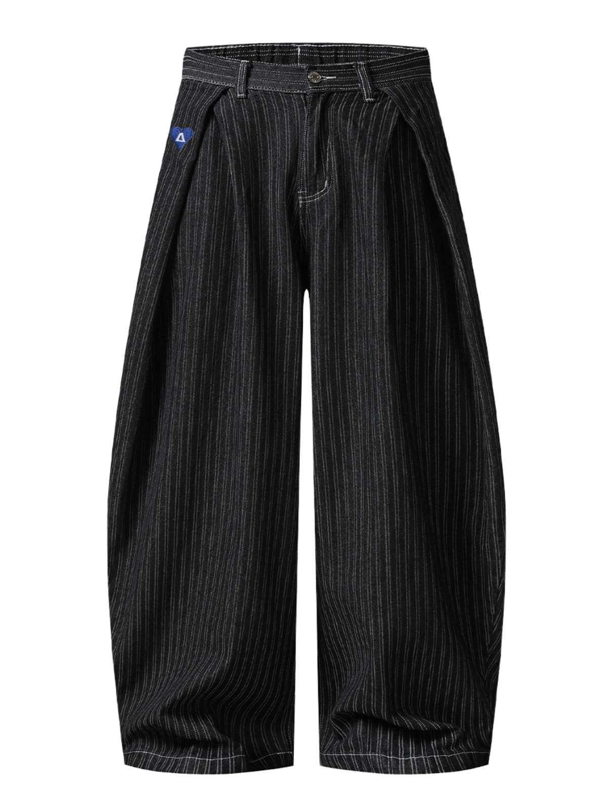 Aelfric Eden Pinstripe Baggy Barrel Jeans Pleated Wide Leg Denim Pants Men Women Loose Fit Streetwear Vintage Trousers