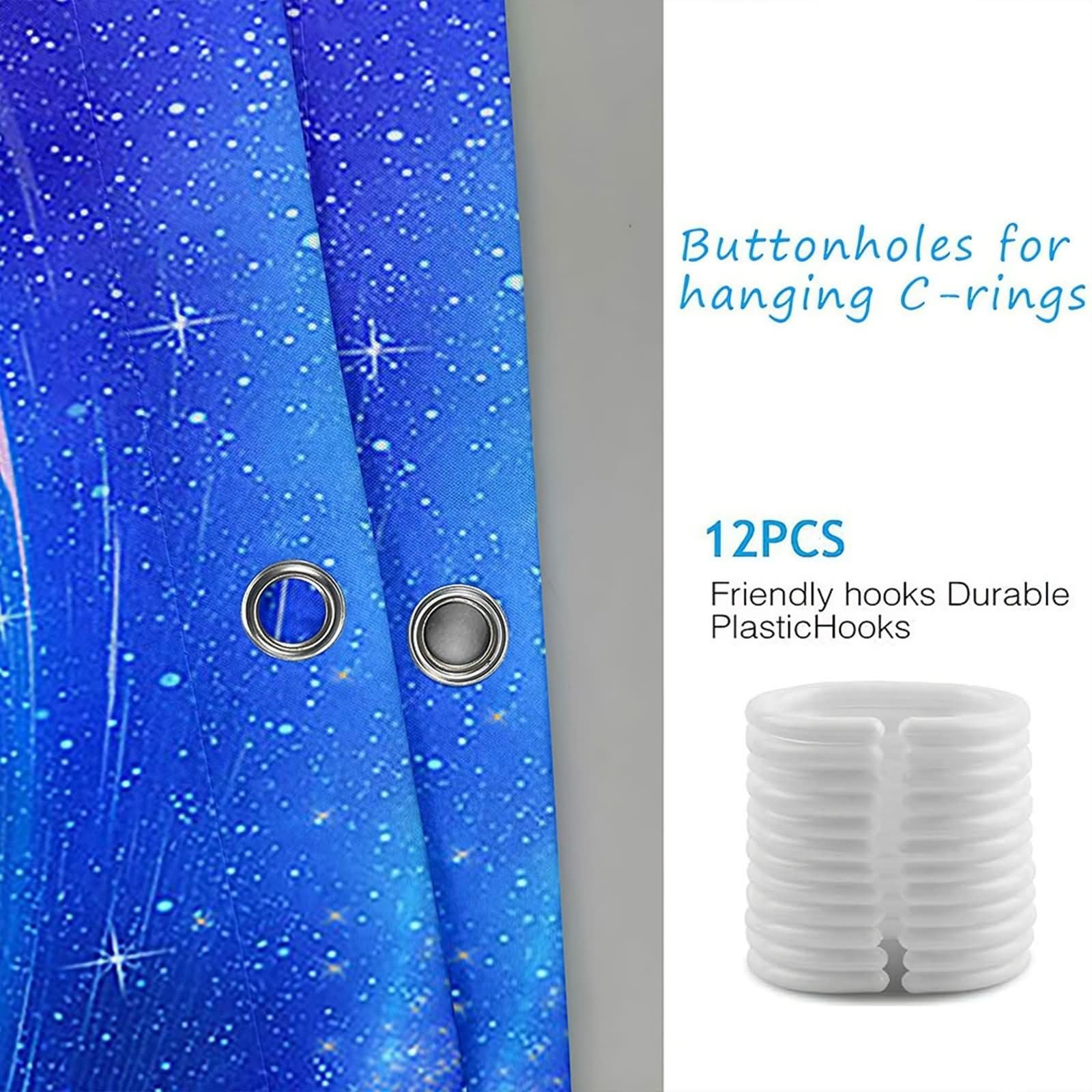 Duschvorhang 180X200, Duschvorhang Polyester Blau Galaxy Thema Duschvorhang für Männer