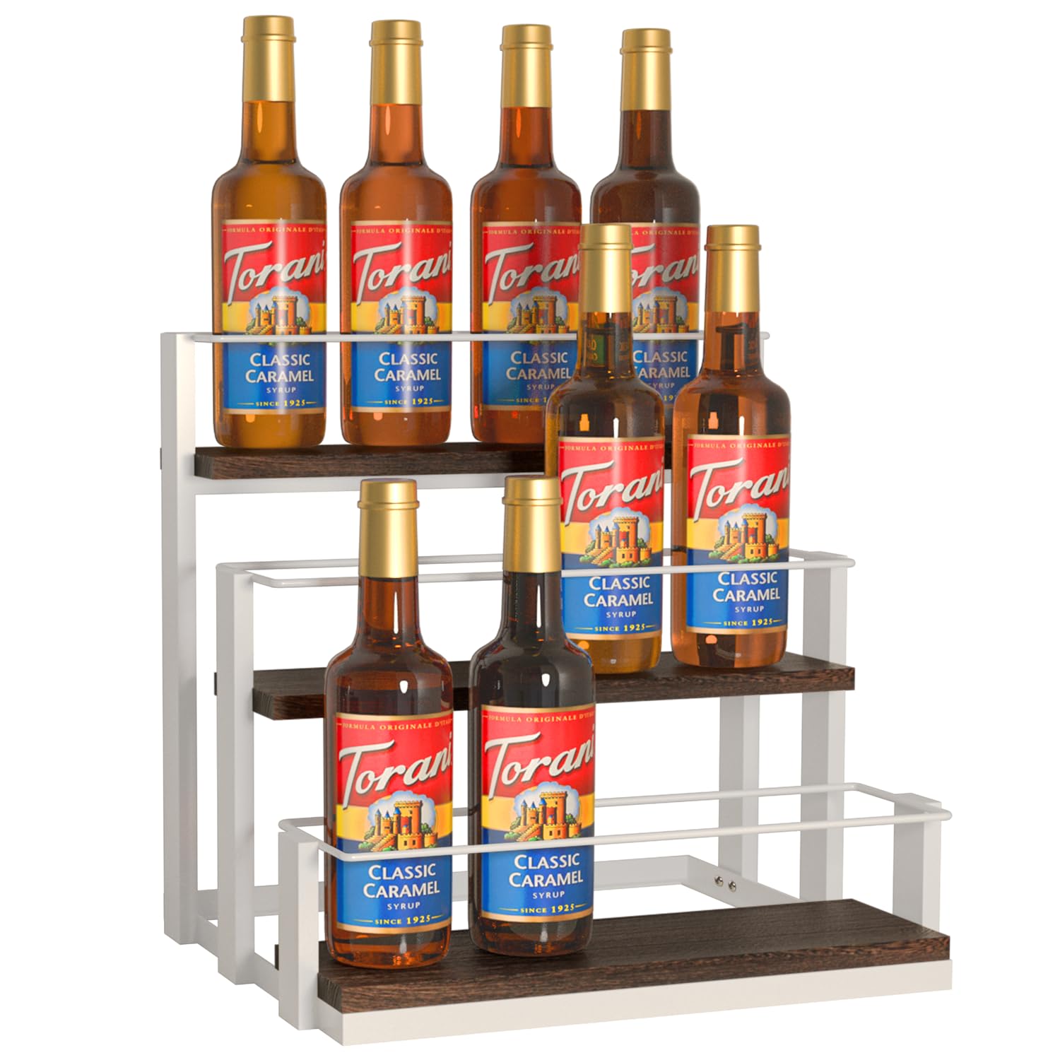 J JACKCUBE DESIGN MK815B Kaffeesirup-Organizer, Kaffee-Bar-Zubehör, 12 Flaschen, Aufbewahrungsregale für Sirup, Wein, Dressing für Arbeitsplatte, Küche, Metall (weiß)