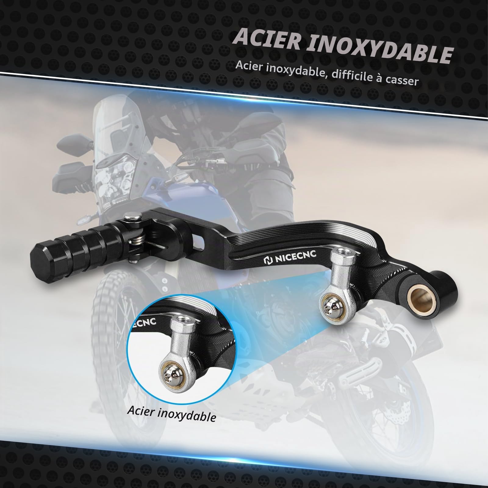 NICECNC Levier de Commande de Transmission en Aluminium Compatible avec Tenere 700/XTZ 700 2019-2024, Tenere 700 Rally Edition 2020-2024, usiné CNC, Noir