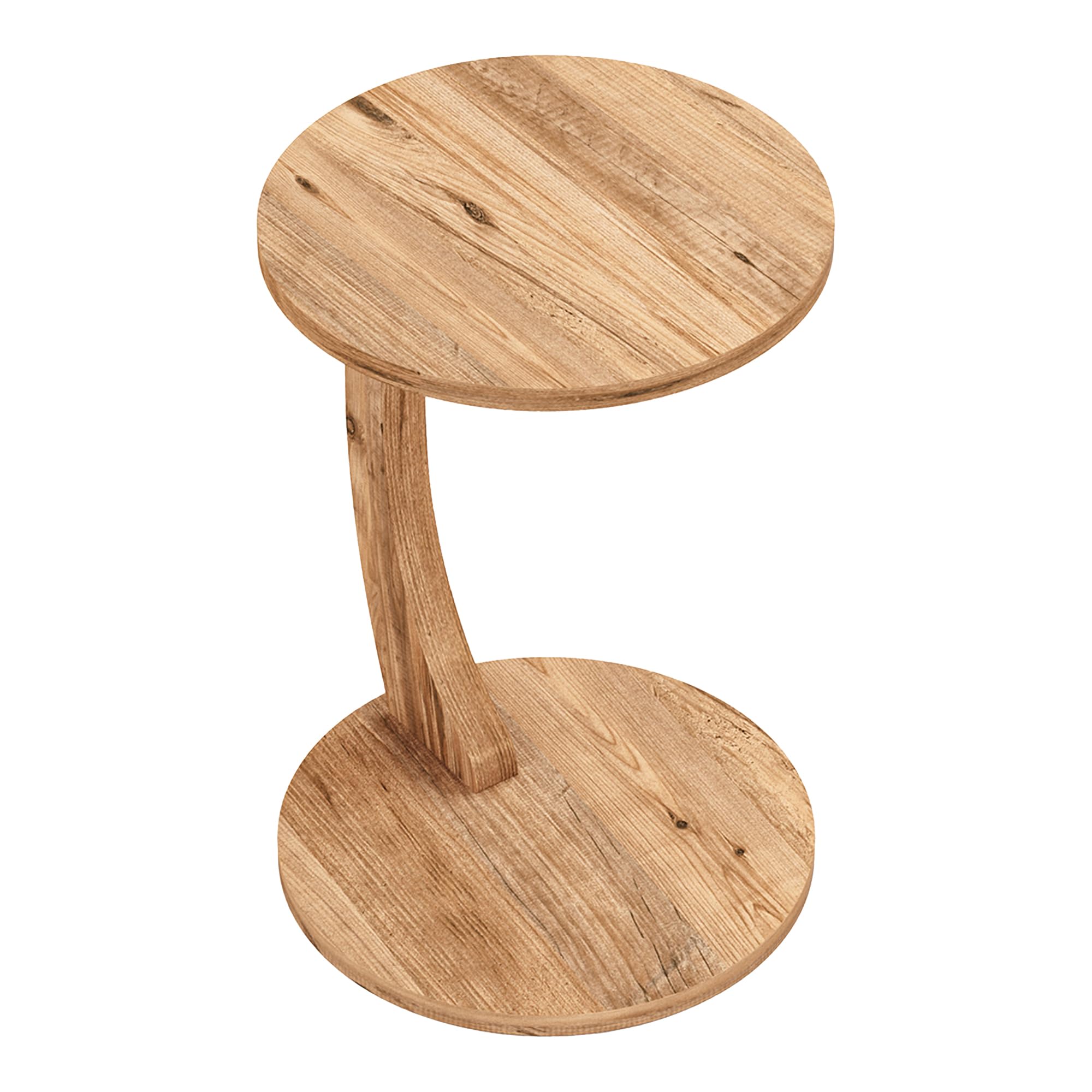 [en.casa] Table d'Appoint Ronde pour Salon Table de Chevet Design pour Chambre Bout de Canapé aux 4 roulettes Panneau de Particules 56 x 38 cm Effet Bois