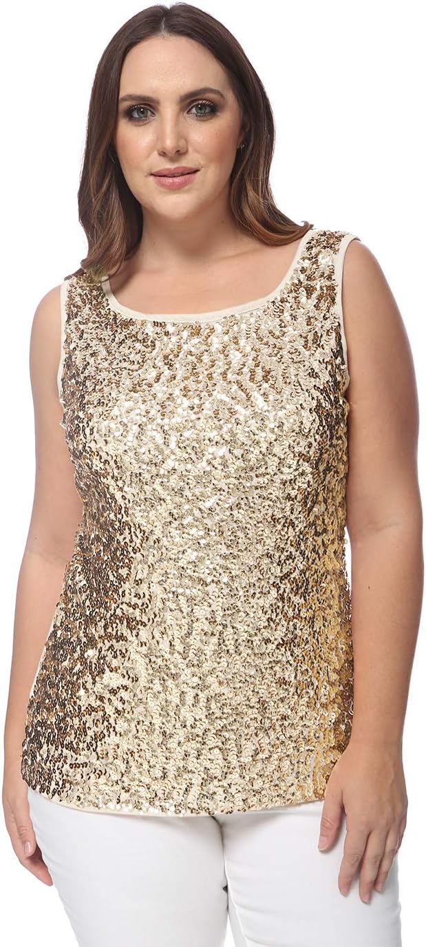Anna-Kaci Women's Plus Size Sequin Embroidered Tank Seychelles Ubuy