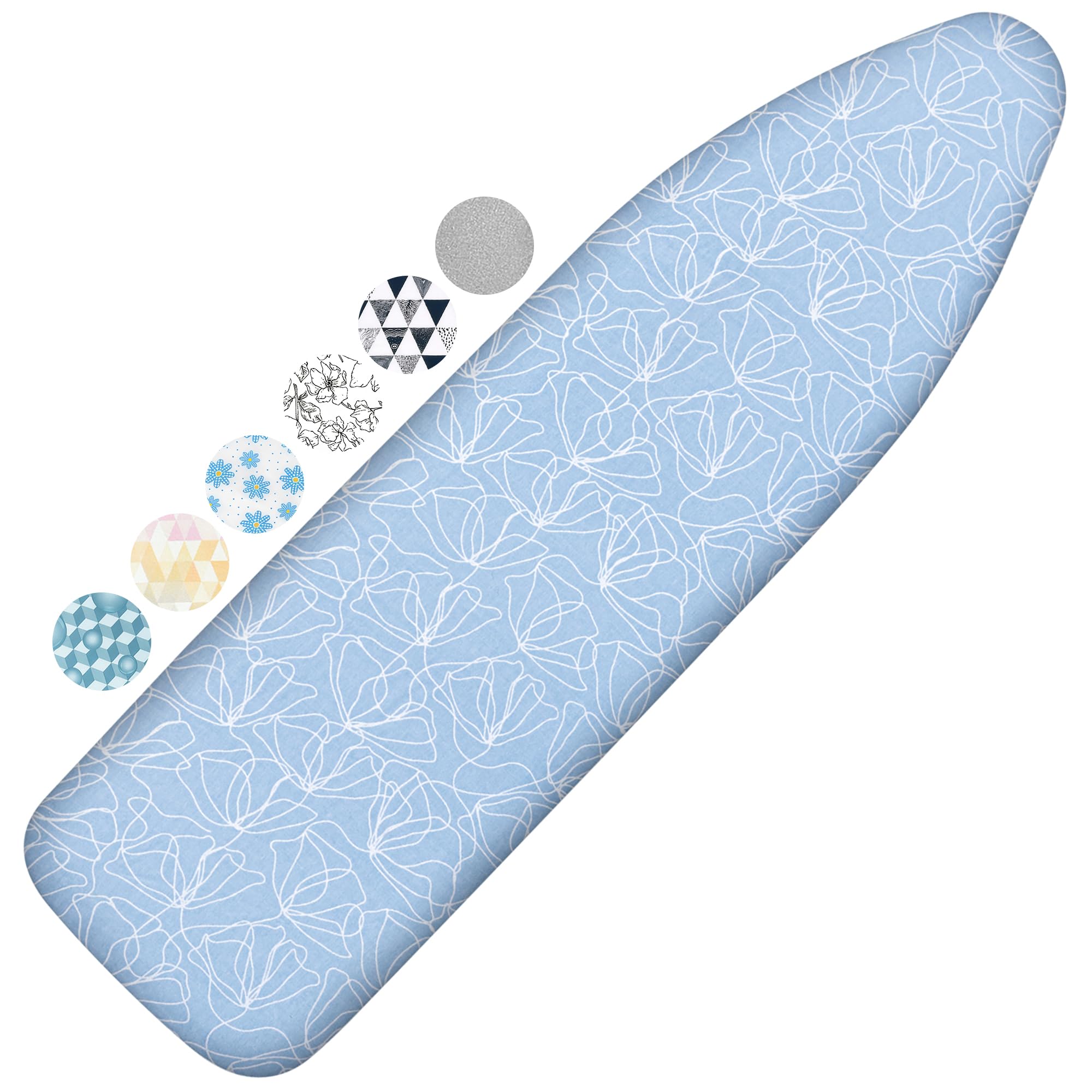 Dalykate Funda para tabla de planchar de 15 x 54 pulgadas con borde elástico y resistente a las quemaduras y a las manchas, acolchado grueso, 4 cierres y paño protector de malla