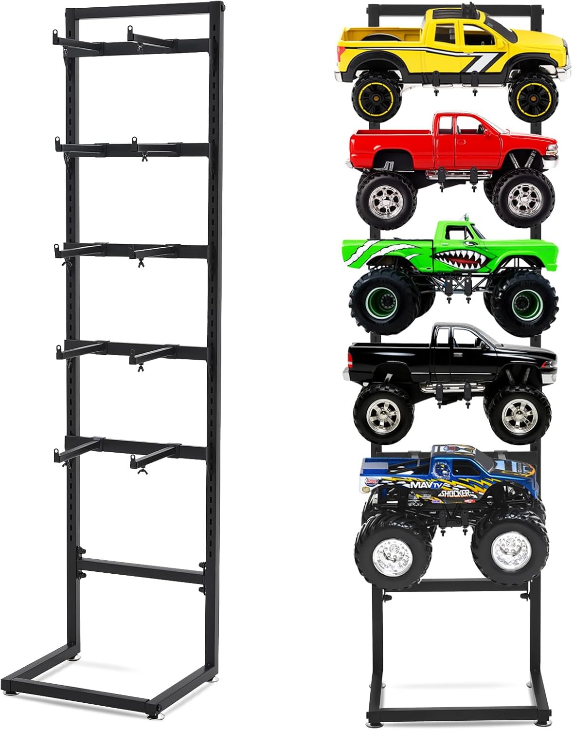 AceOrbit RC Car Stand Display Rack 15" x 13" x 60" Storage System for 1/10 1/12 1/18 1/24 1/32 Multiple Scale Cars/Trucks Stand Shelf Multi-Layer Workstation Rack(Black)