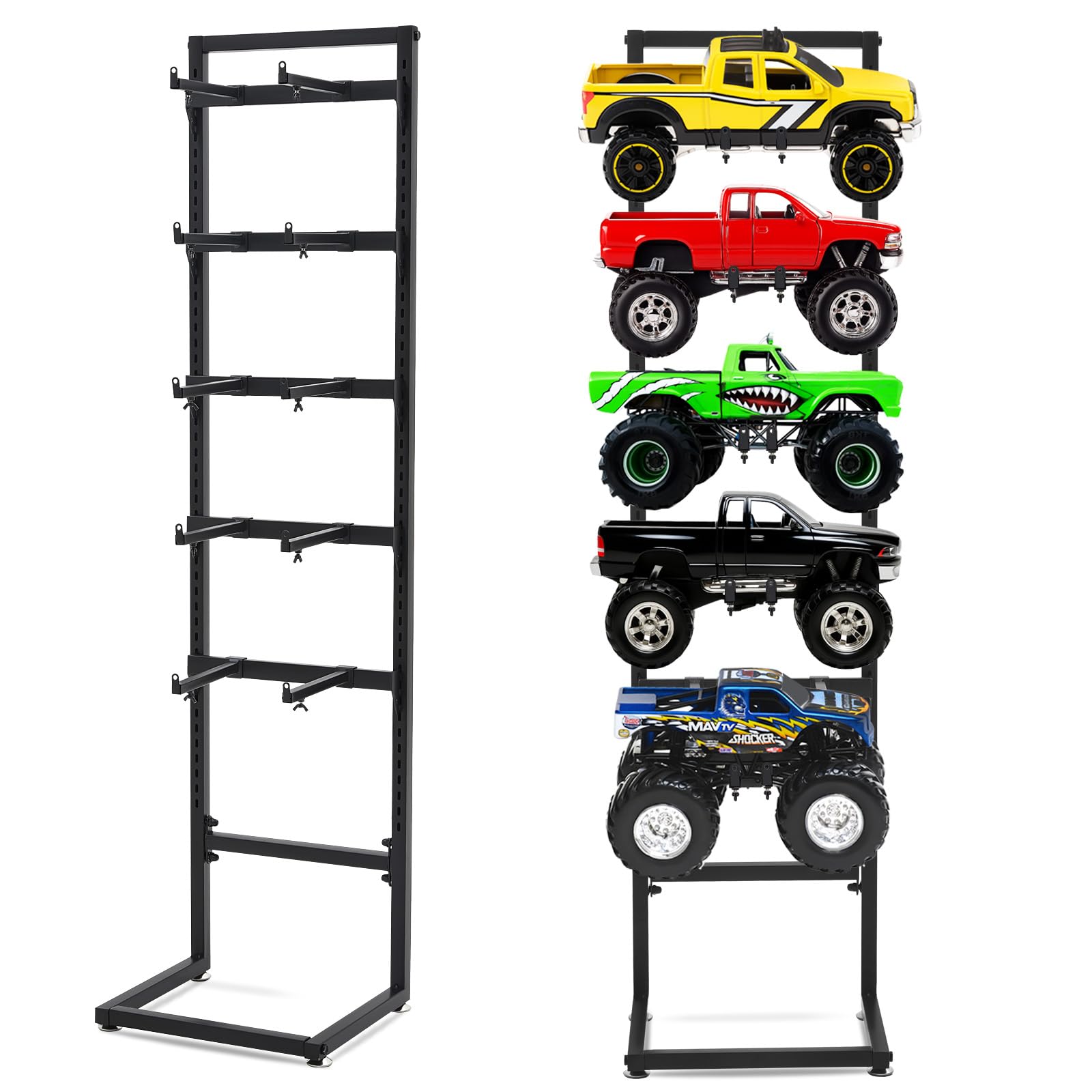 AceOrbit 5 Layer RC Car Stand Wall Mount 15" X 13" X 60" Black Shelf