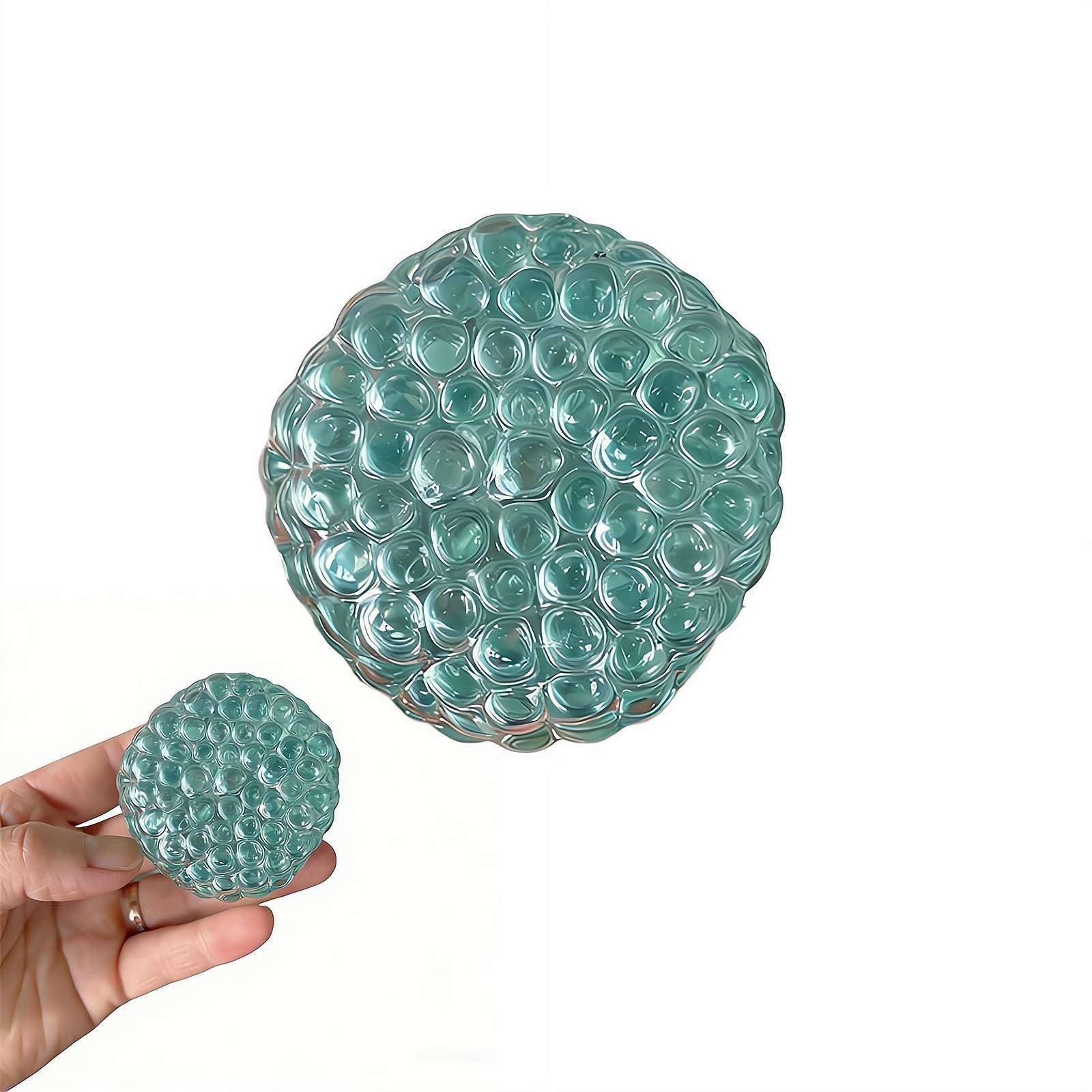 Soft Flexible Transparent Glass Noise Ball Fidget Ball Stress Relief Squeeze Balls with Glass Bead Inside Bubble Touch Sensory Balls for Anxiety Relief Desktop Sensory Play Gift