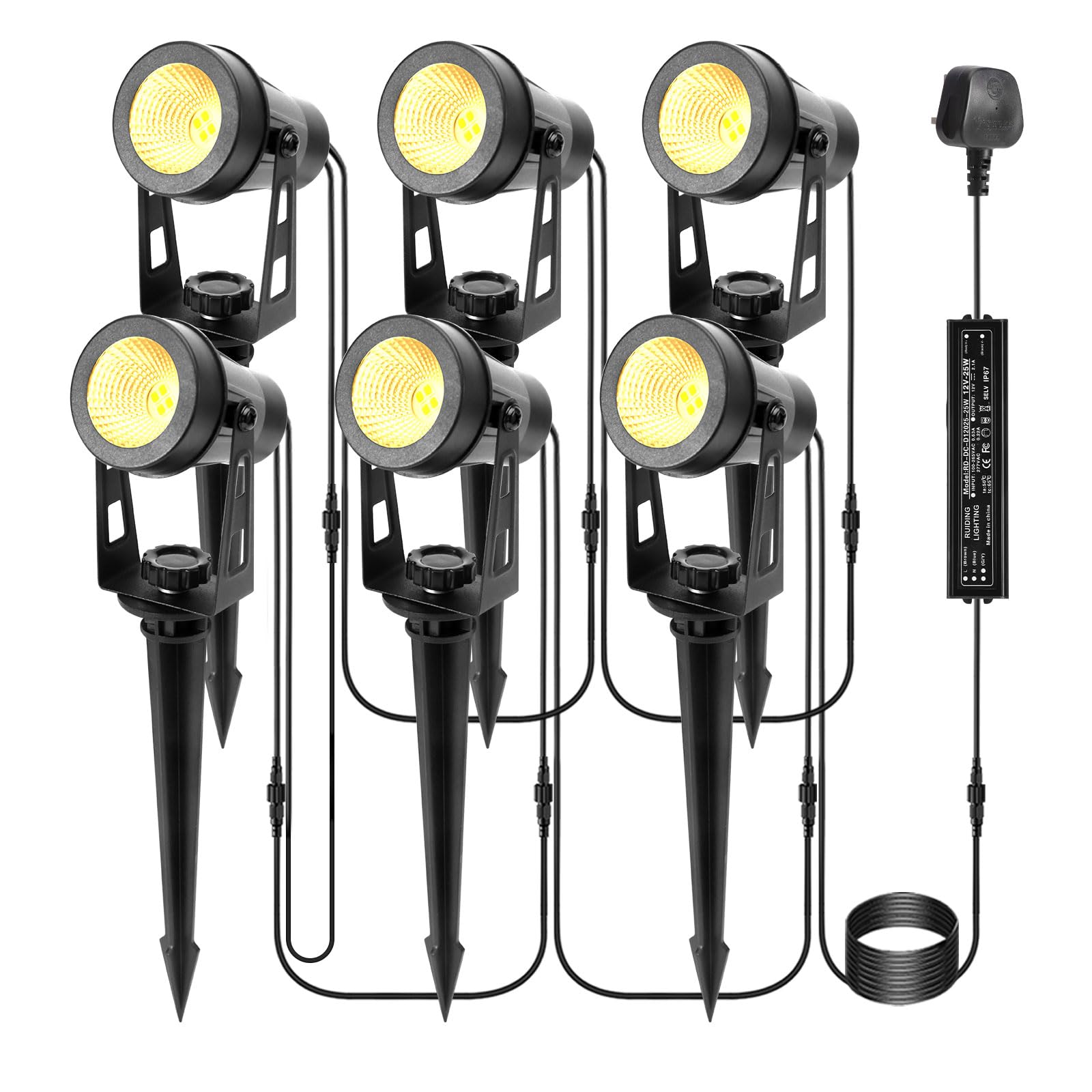 ECOWHO Garden Lights Mains Powered, 18W Extendable Outdoor Spot Lights with Adapter