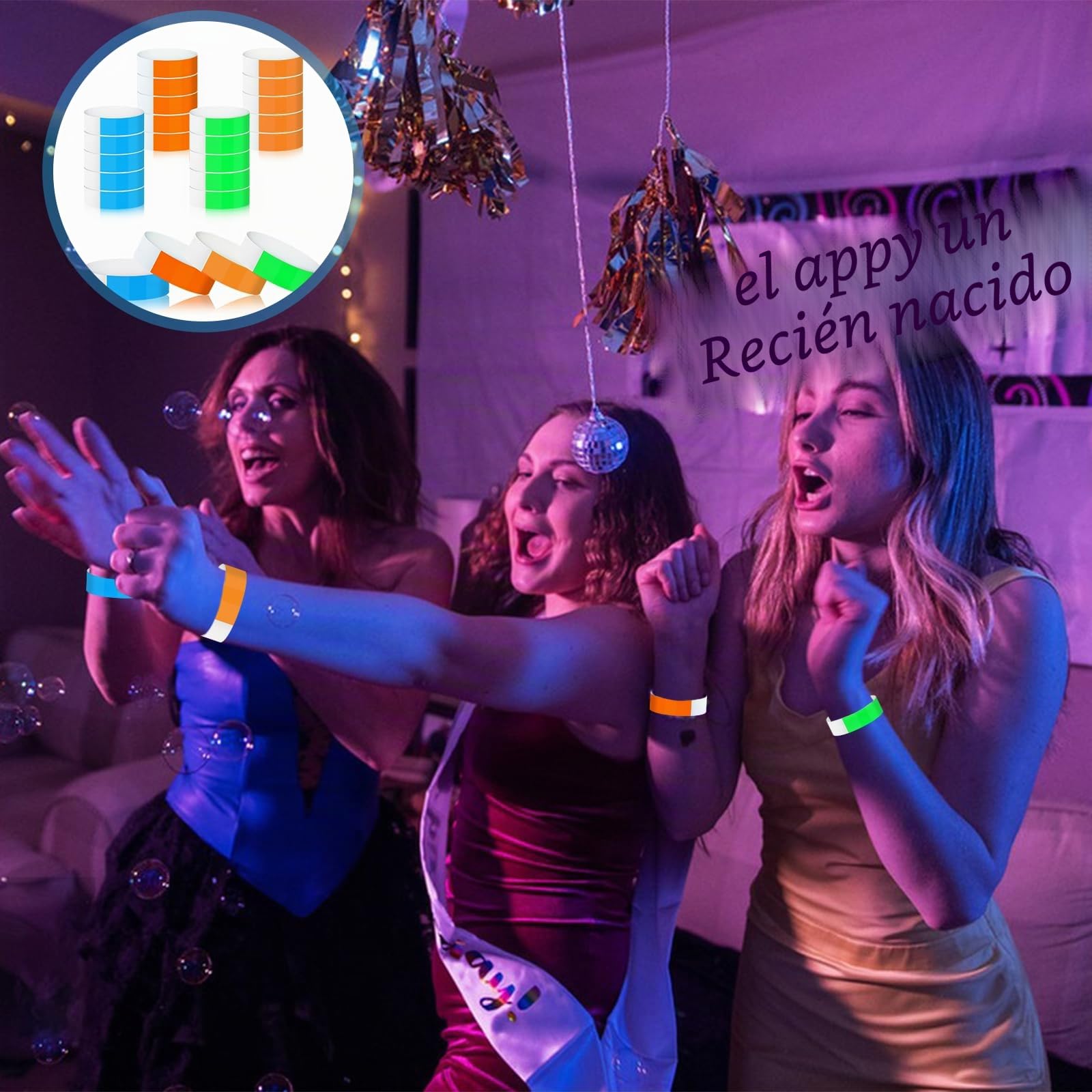 Mkitnvy 400 Piezas Pulseras Identificativas, Impermeables Pulseras Papel para Eventos, Pulseras Fiesta de Colores para Eventos Discoteca Festivales Conciertos Concursos, 4 Colores
